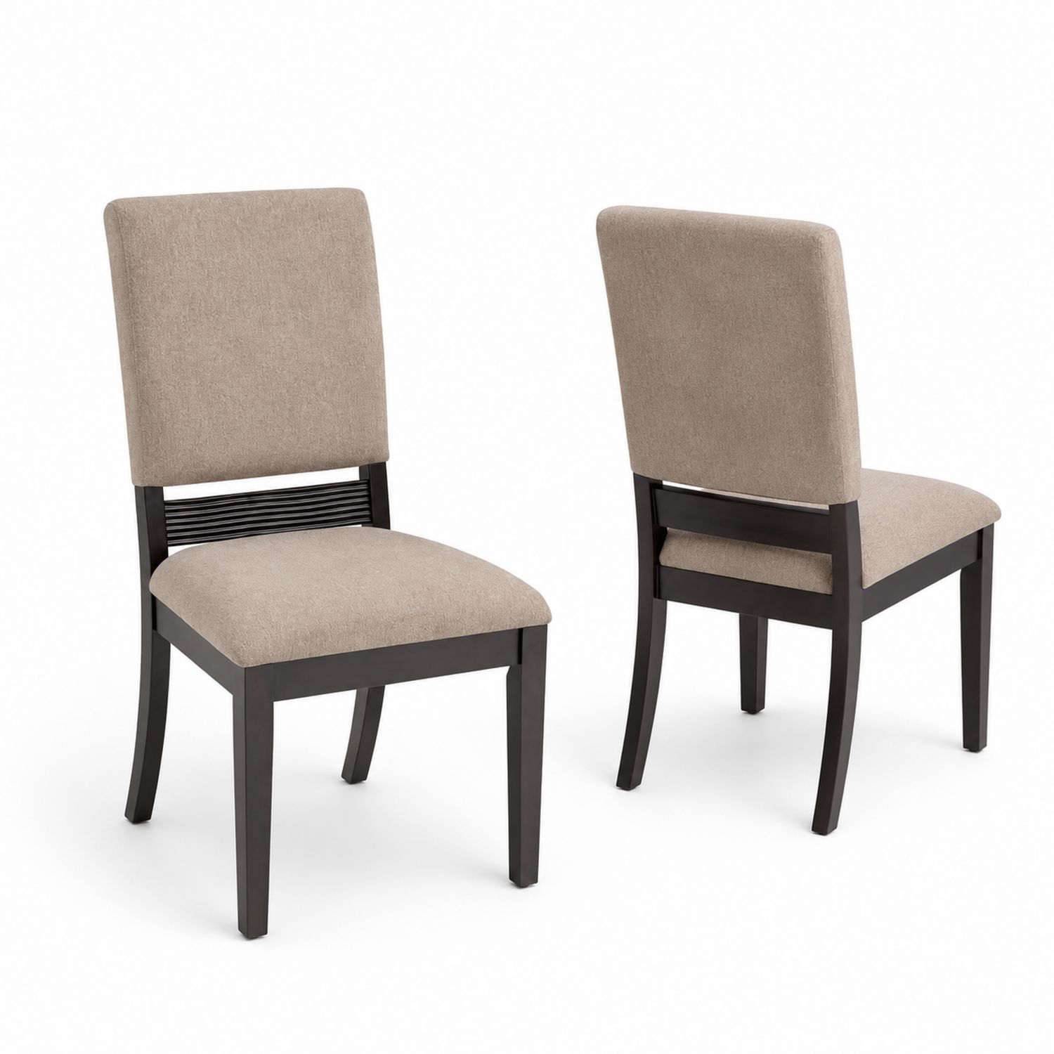 Set di Sedie da Pranzo in Legno e Tessuto Poliestere Beige