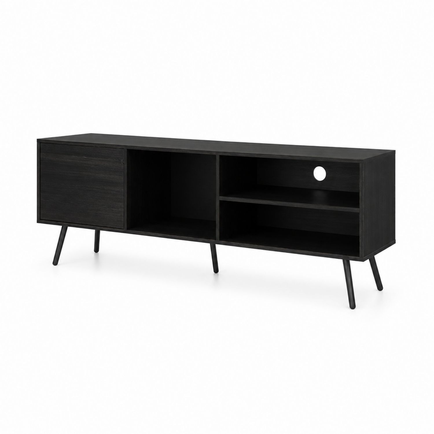 Mobile TV in Legno Nero 150x40x50 cm