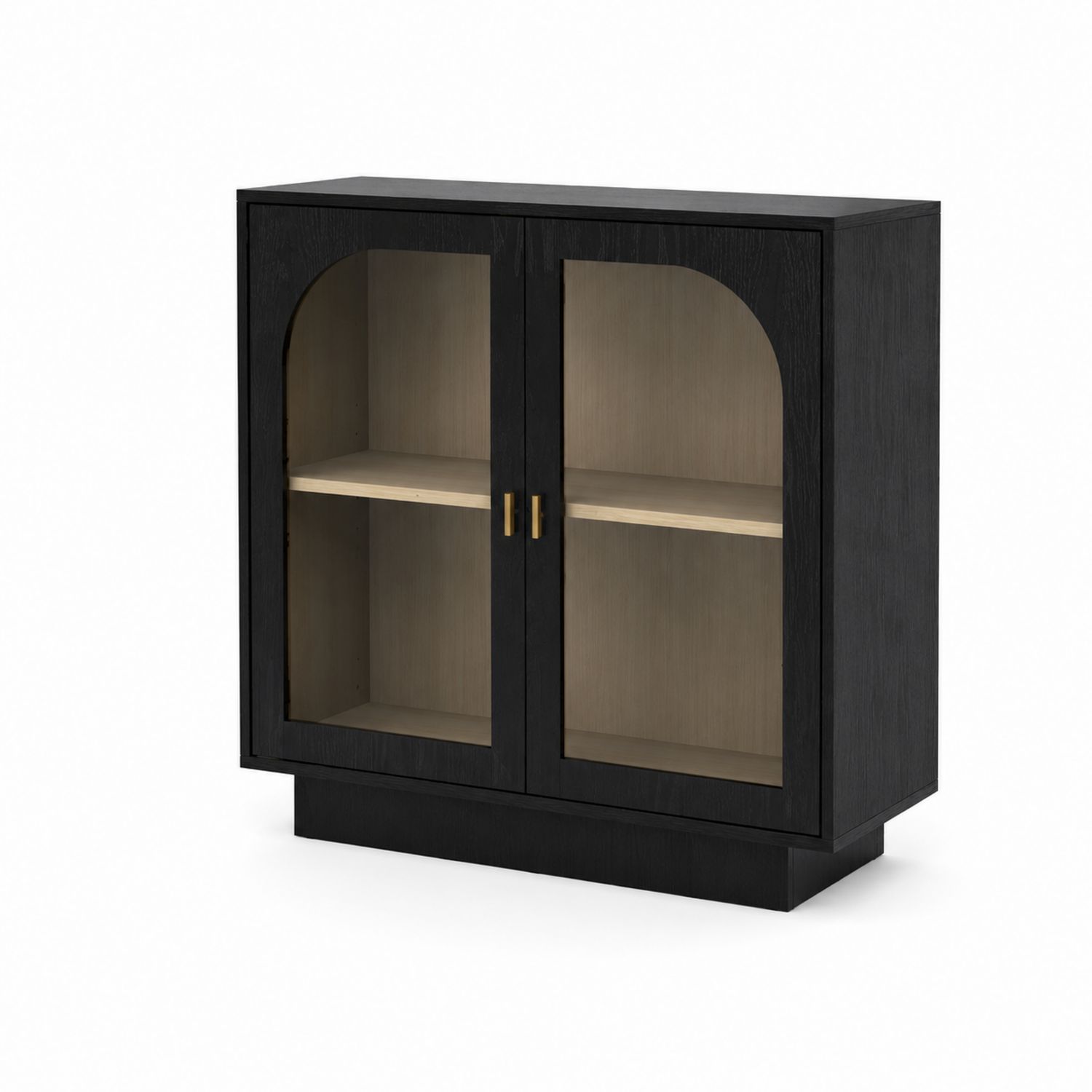 Credenza in legno e vetro temperato nera