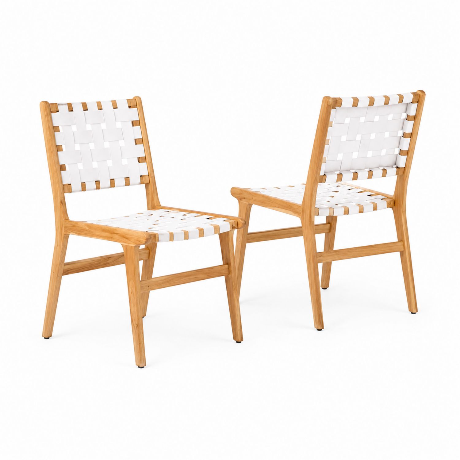 Set di 2 Sedie in Legno con Intreccio Bianco