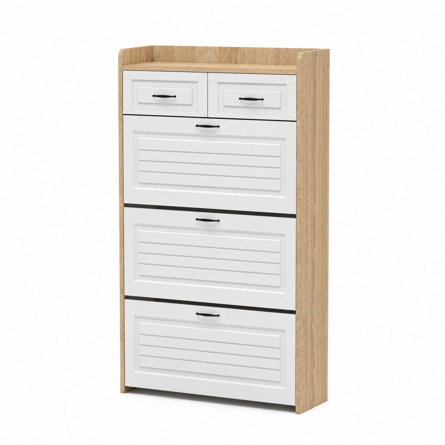 Cassettiera alta 4 cassetti in legno e MDF bianco
