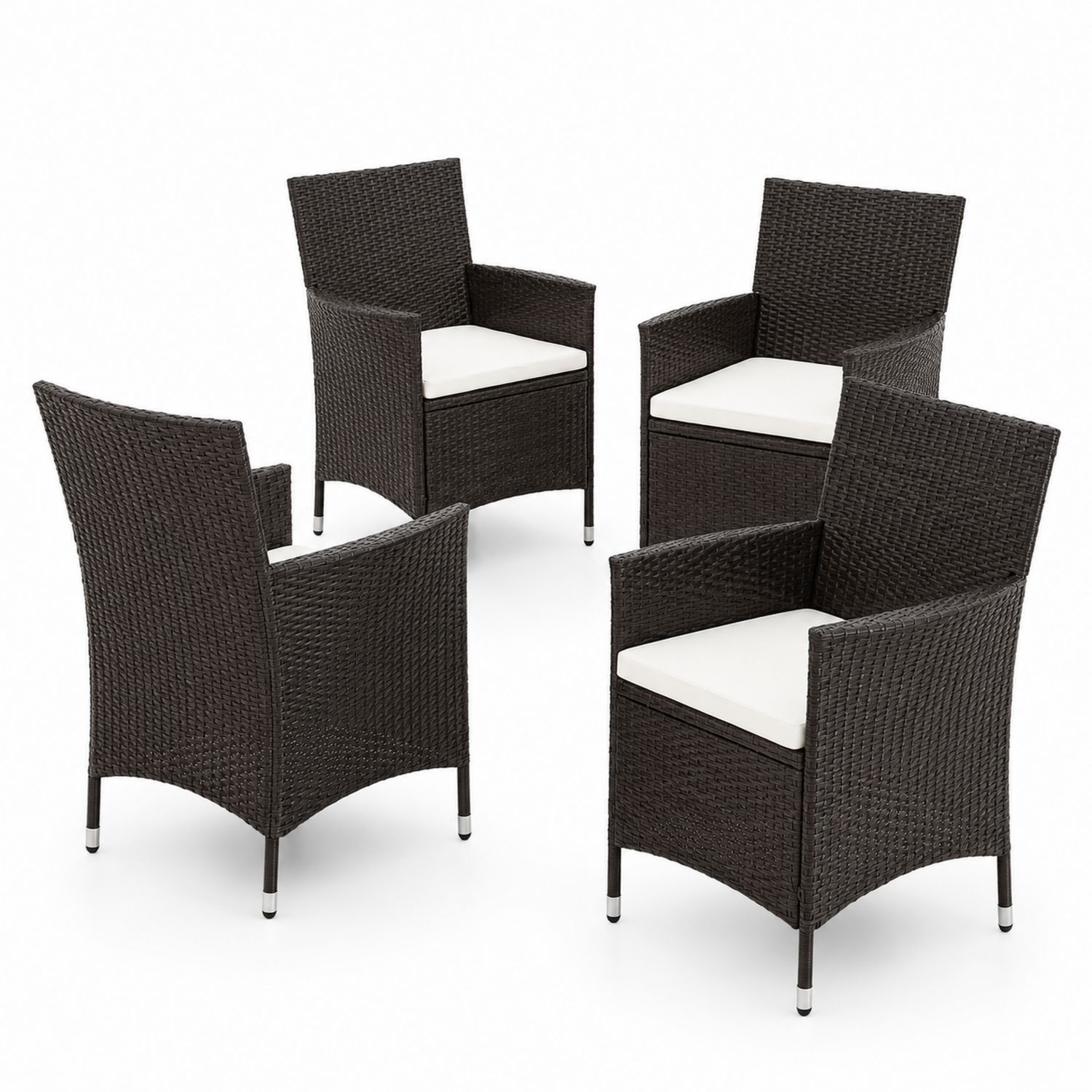 Set di Sedie in Rattan Sintetico con Cuscini Sfoderabili 4 Pezzi
