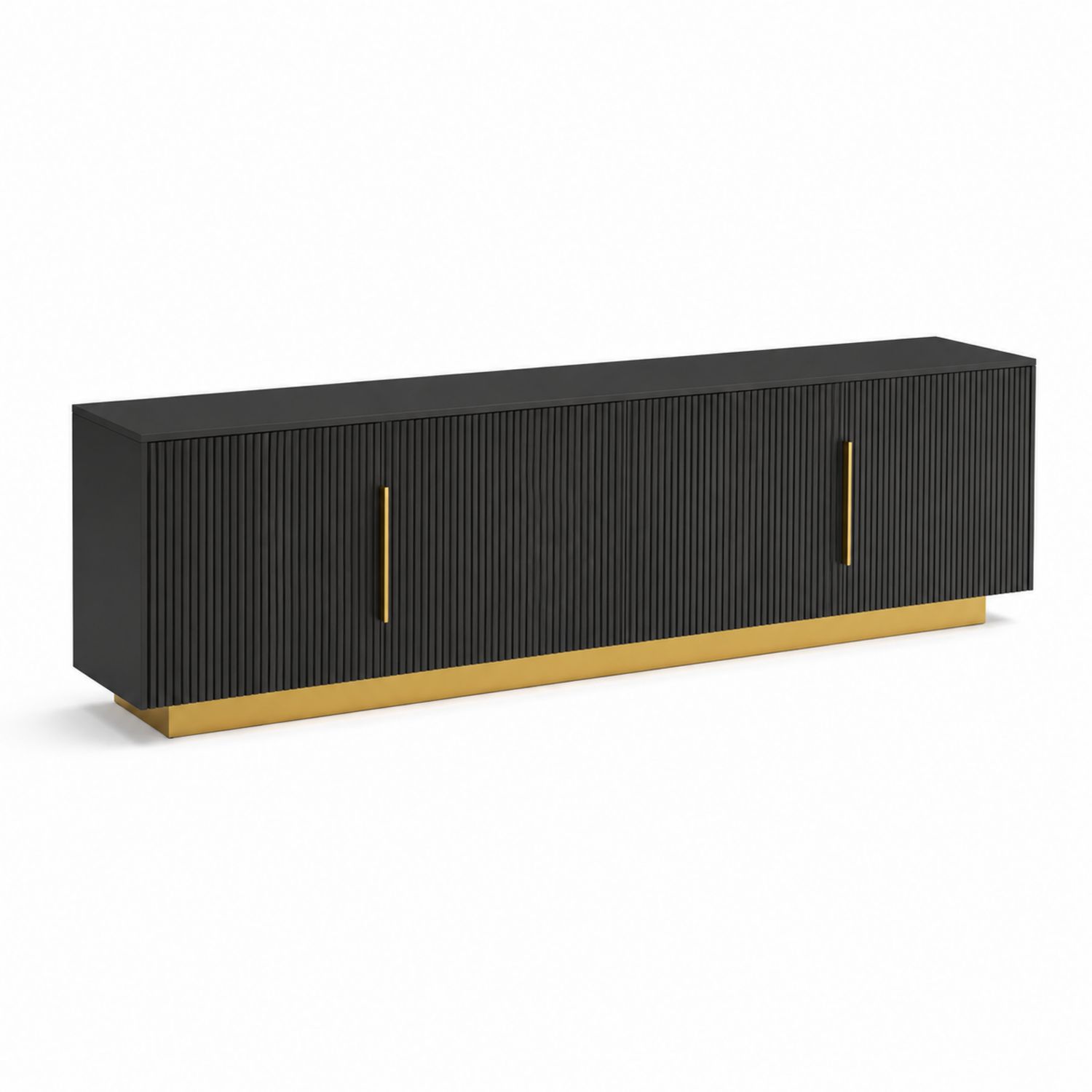 Mobile TV in legno nero con base in metallo dorato