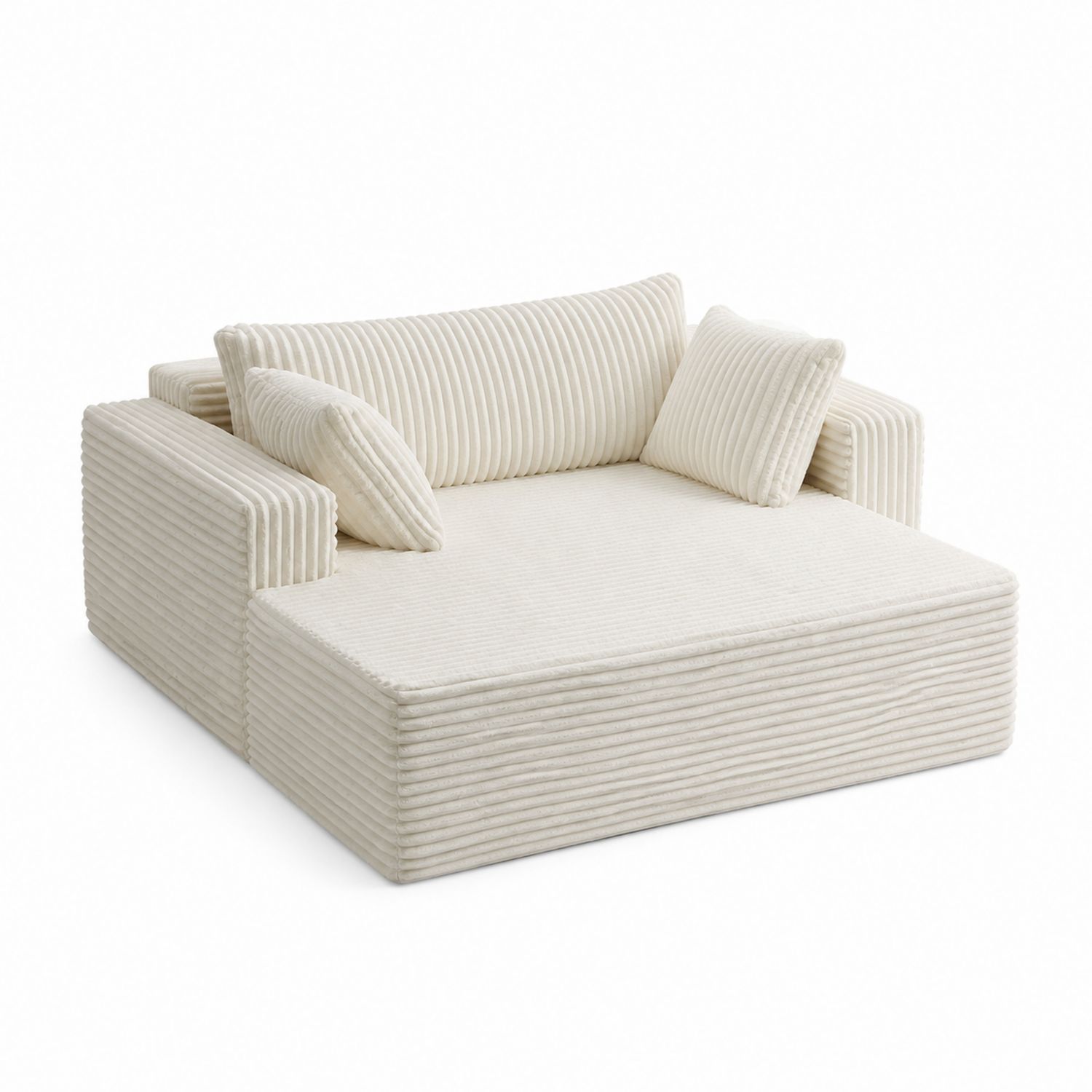 Divano modulare in tessuto a coste beige