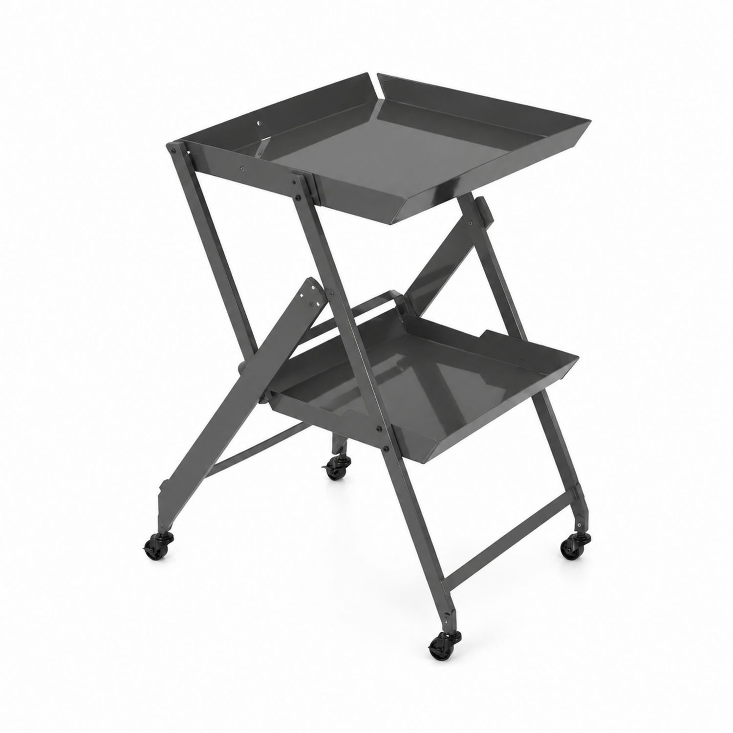 Carrello in metallo con due ripiani grigio