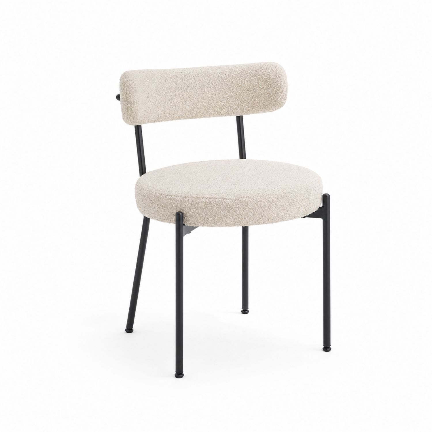 Sedia in Metallo Nero e Bouclé 45x45x75 cm