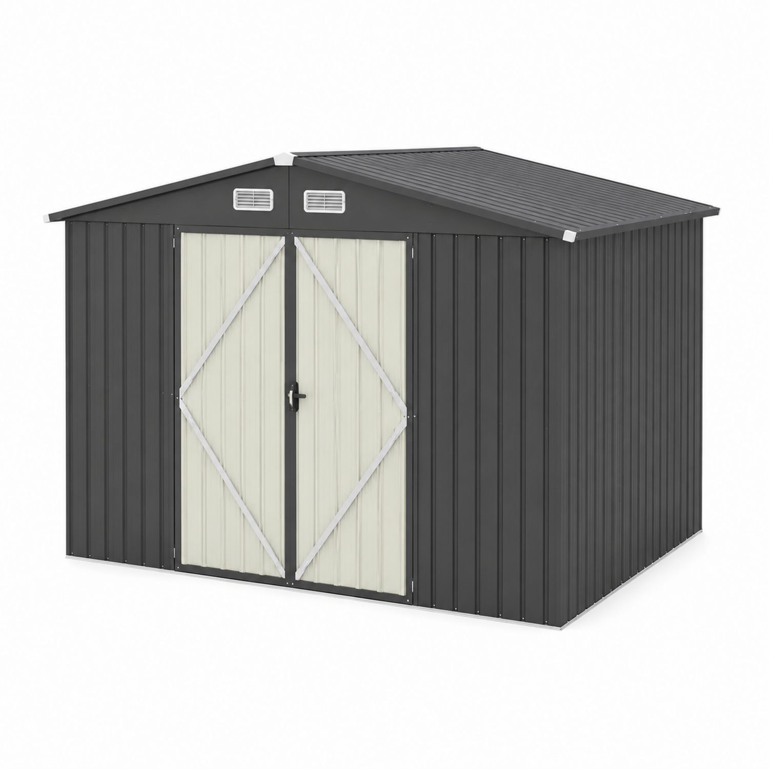 Capannone da Giardino in Acciaio Zincato 260x300x180 cm Antracite/Bianco