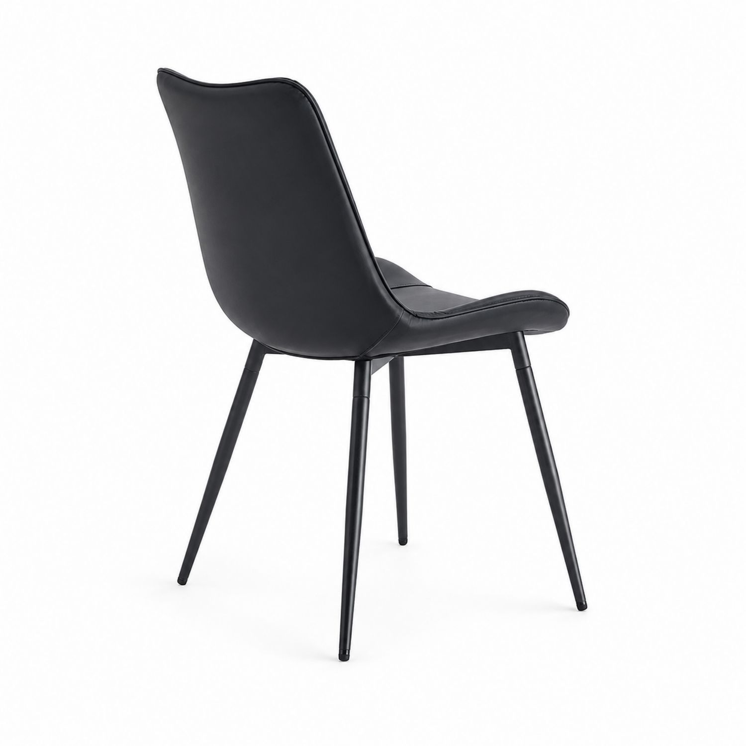 Sedia in pelle sintetica nera con gambe metalliche