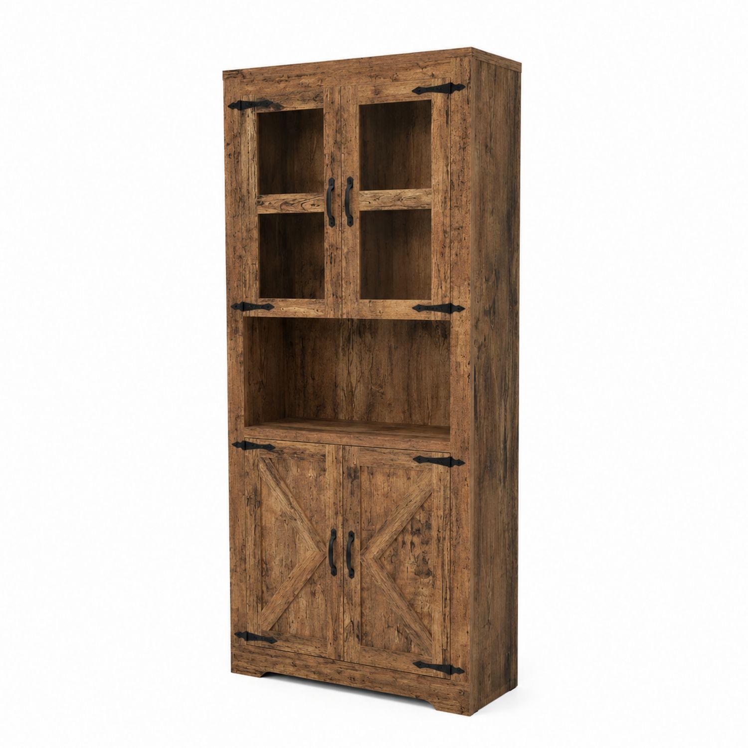 Armadio in Legno con Ante in Vetro Temperato 180x80x40 cm