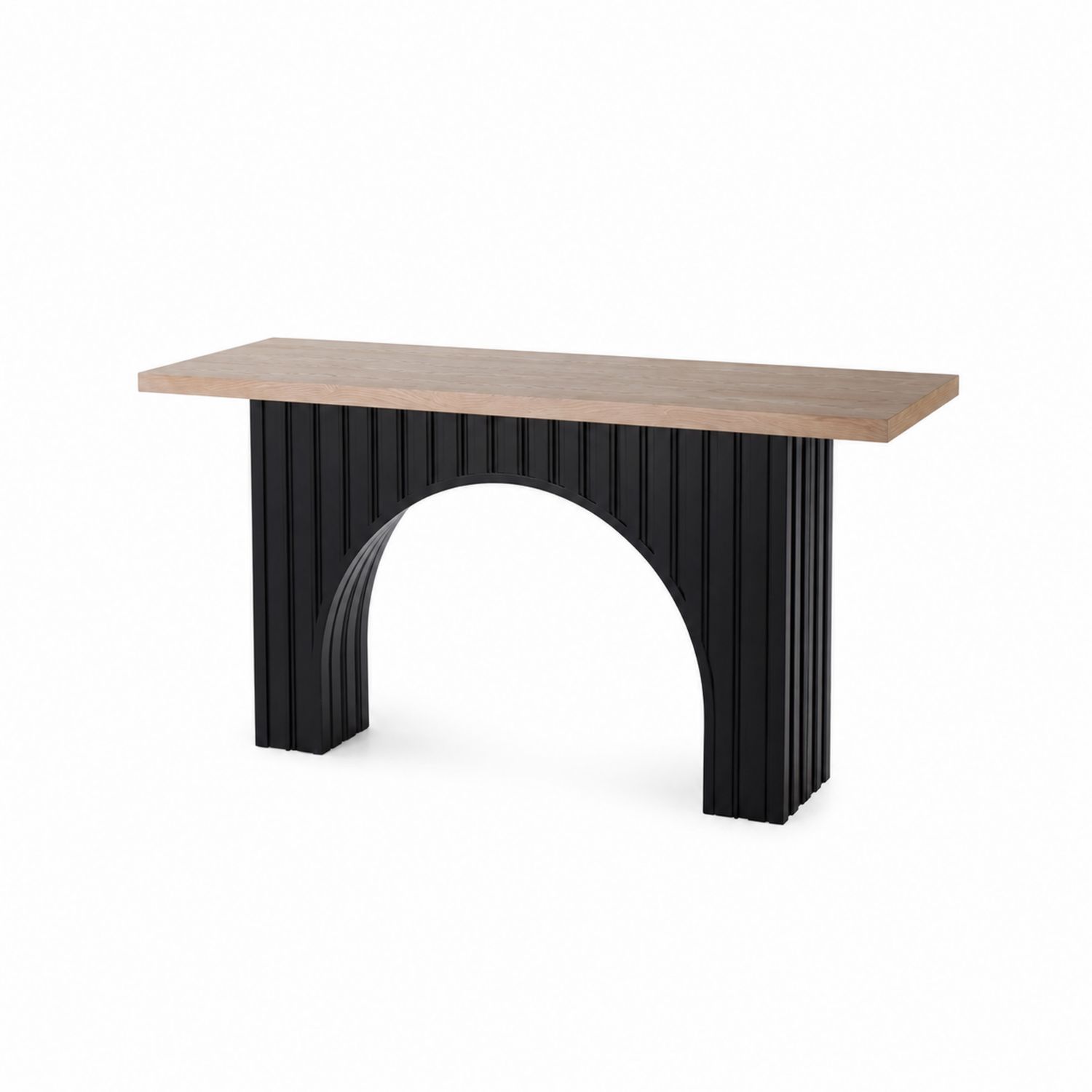 Consolle Rettangolare in Legno e Acciaio 120x40x75 cm Nero e Rovere