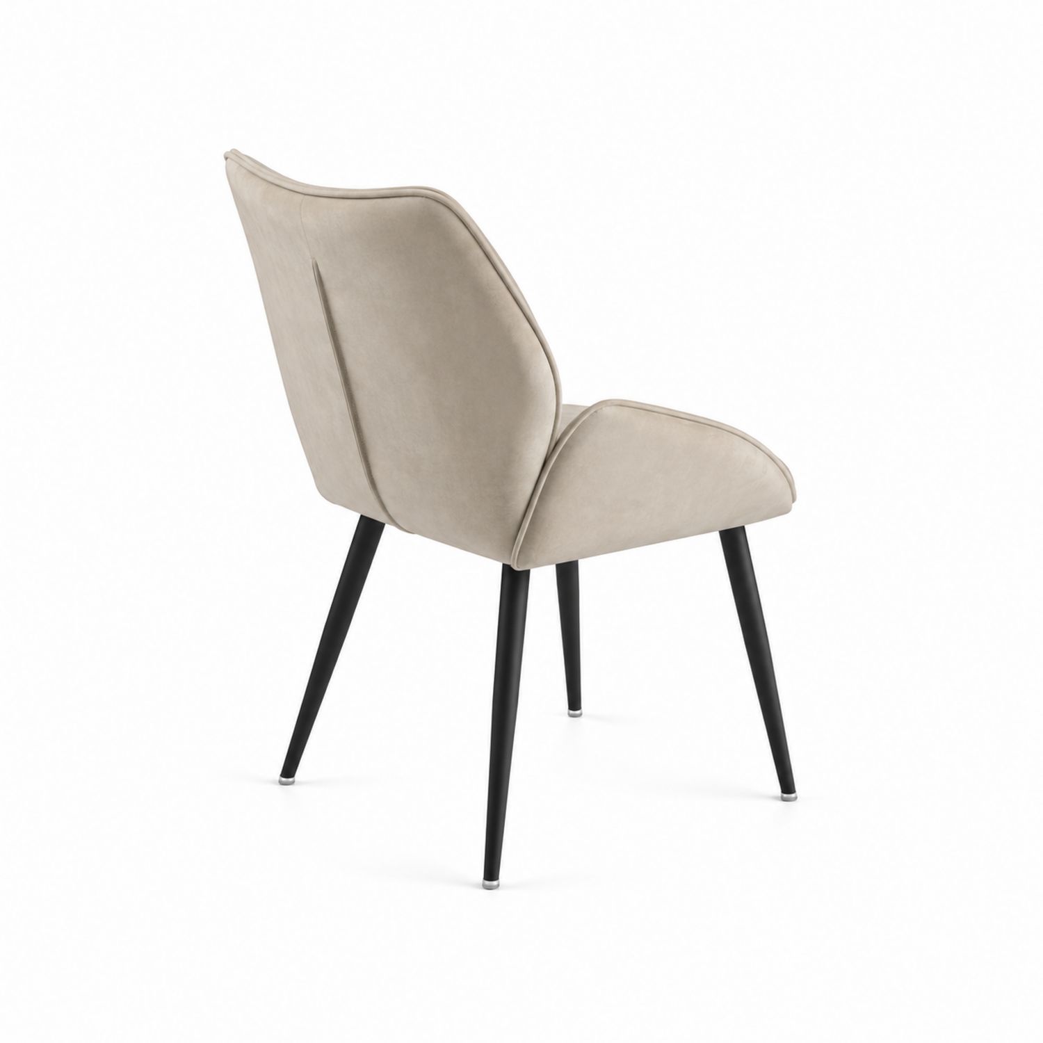 Sedia da pranzo con struttura in metallo nero e rivestimento in tessuto beige