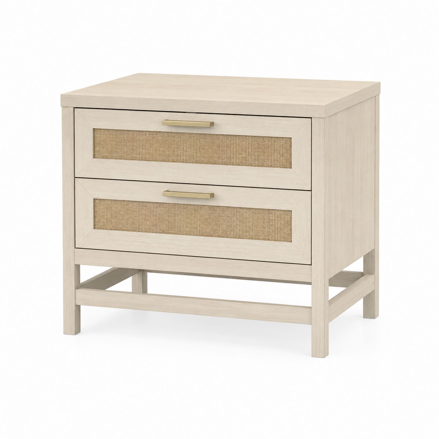 Comodino in legno e rattan con due cassetti 60x40x55 cm Beige