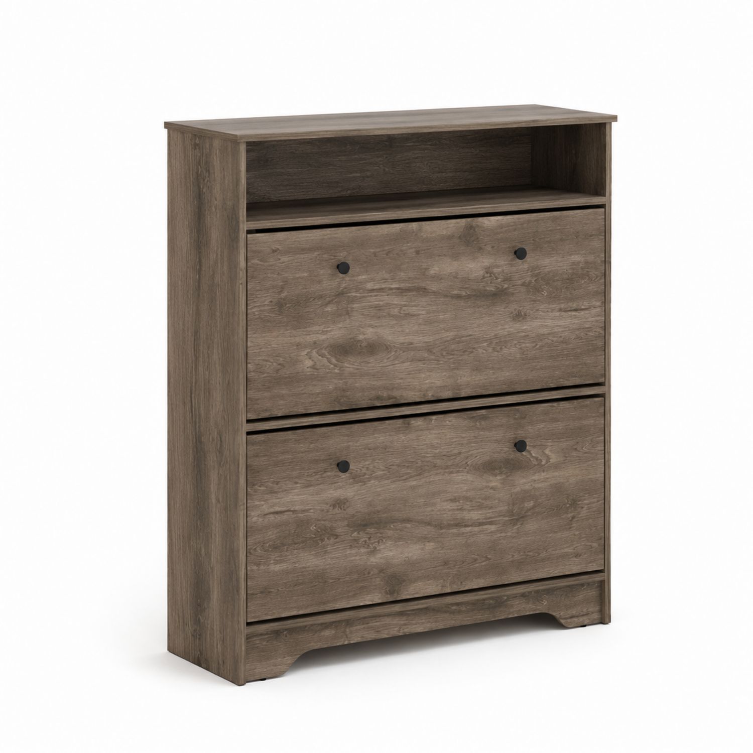 Scarpiera in Legno MDF con Ripiano e 2 Ante Ribaltabili, Marrone