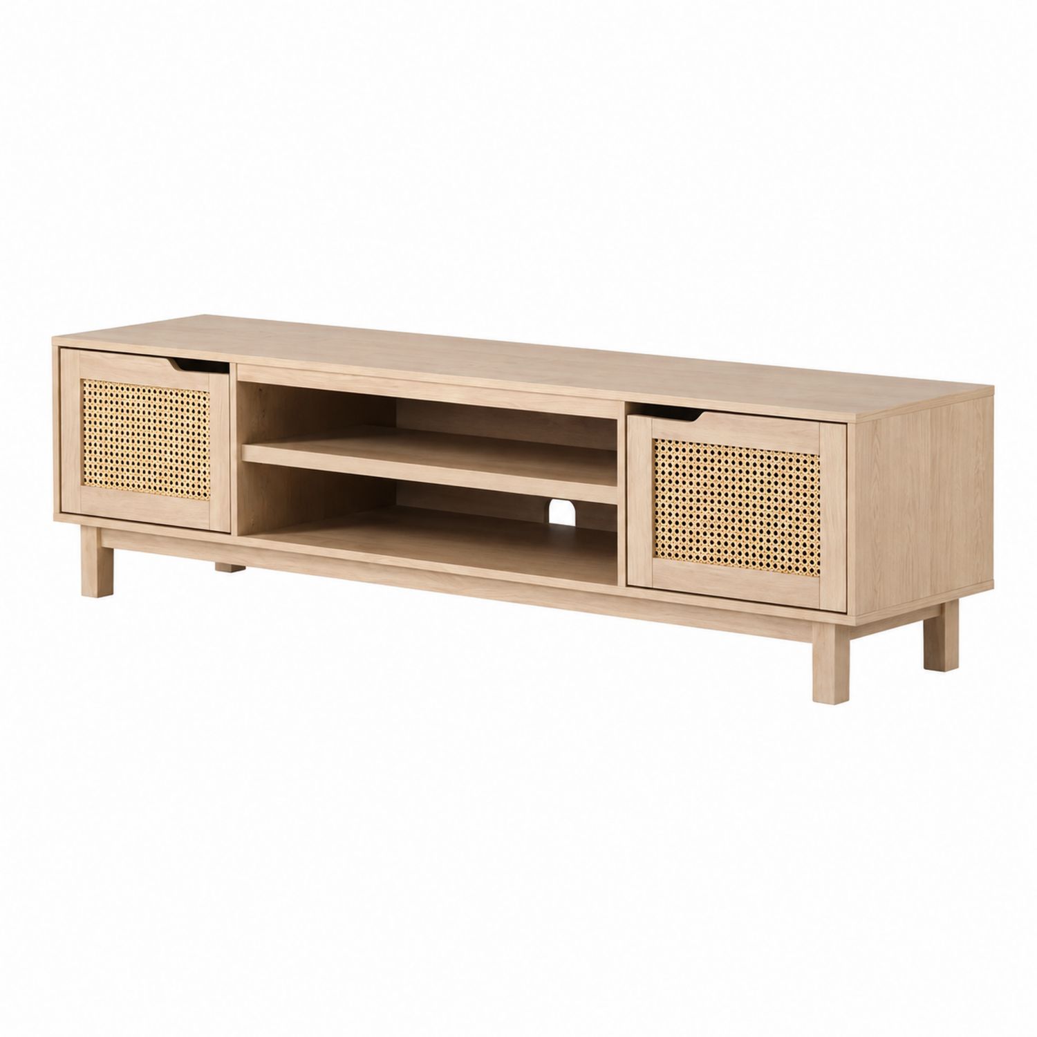 Mobile TV in legno e rattan 200x45x50 cm
