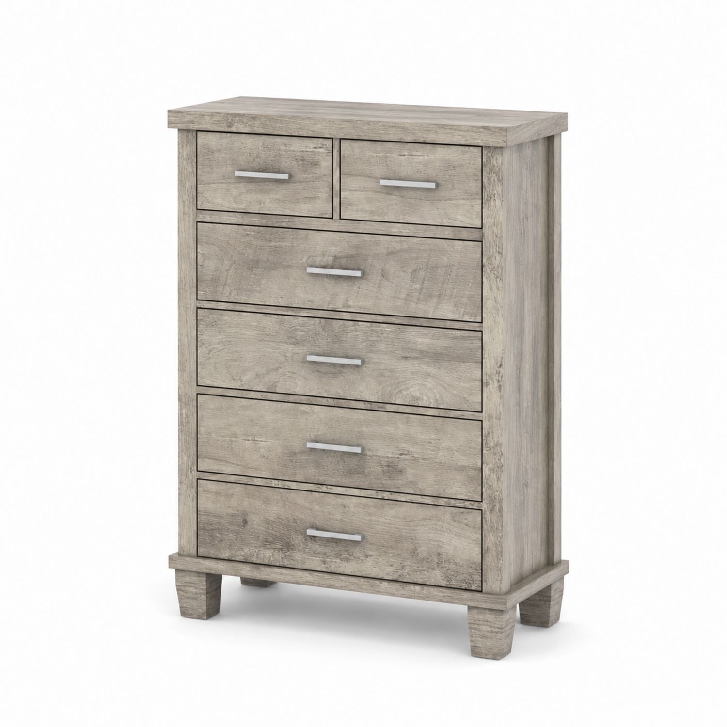 Cassettiera in Legno MDF Grigio con Sei Cassetti 90x40x105 cm