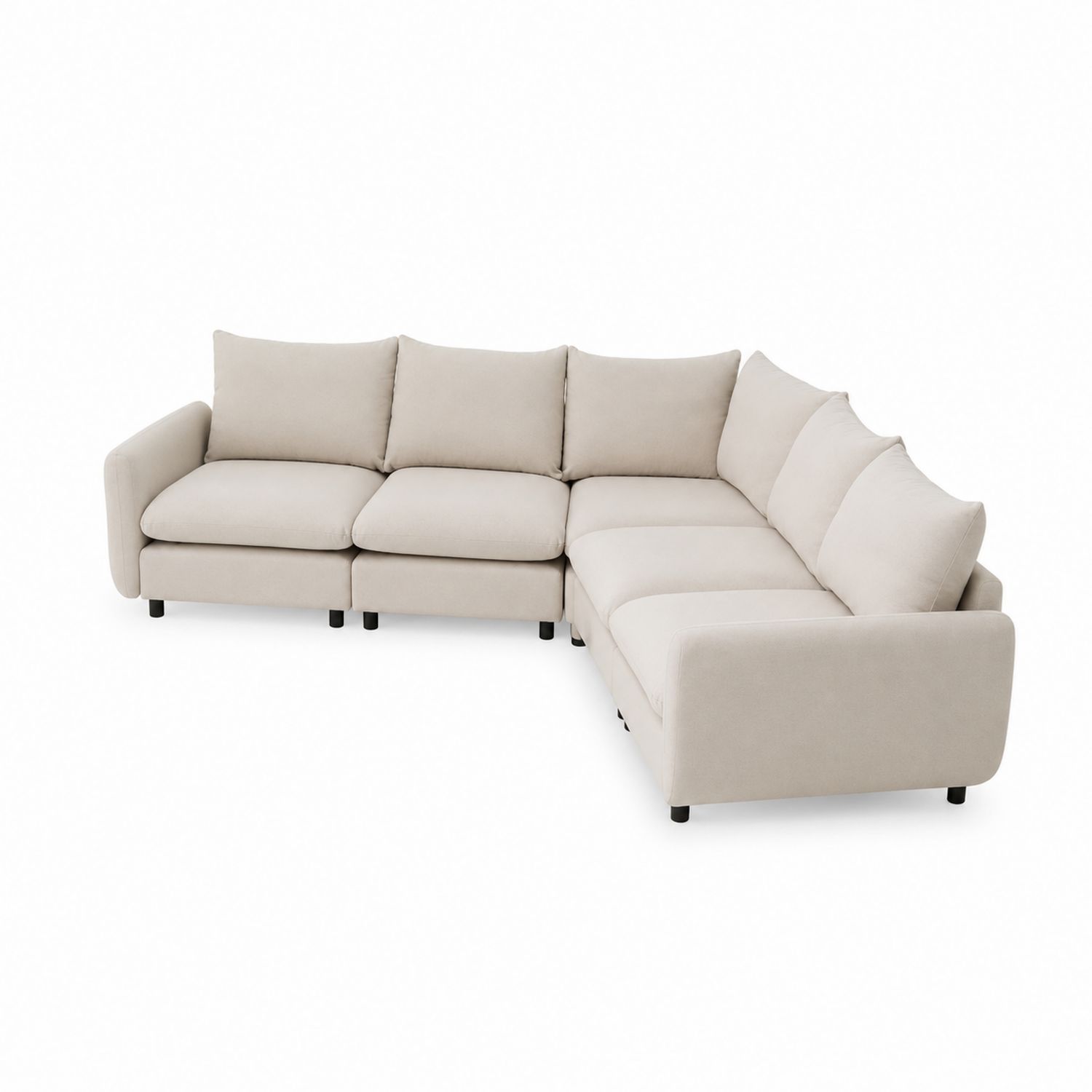 Divano angolare modulare a 5 posti in tessuto beige