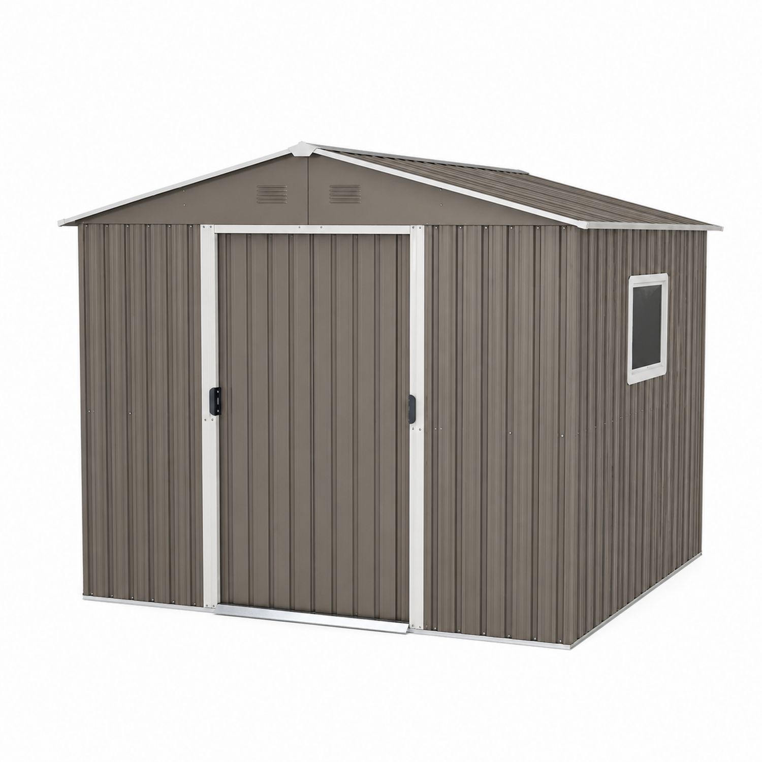 Casetta da giardino in acciaio 210x130x185 cm Marrone Porta scorrevole
