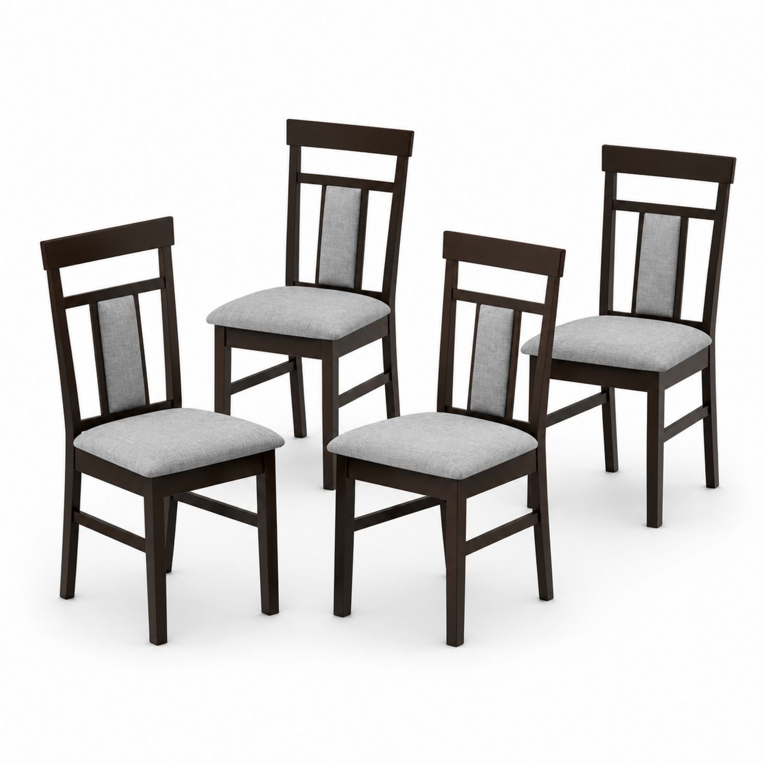 Set di 4 sedie in legno con seduta in tessuto