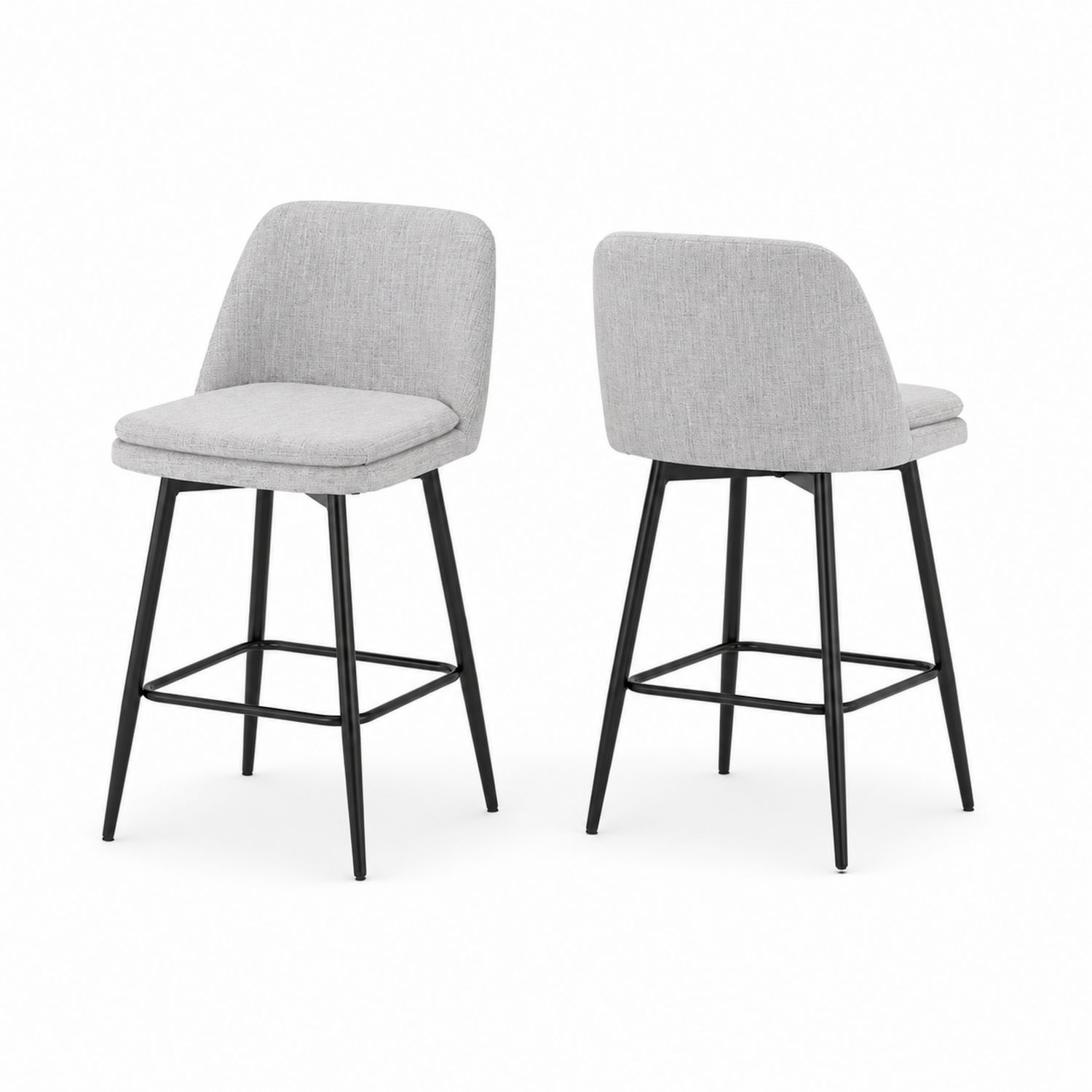 Set di 2 Sedie in Tessuto Grigio con Telaio in Metallo