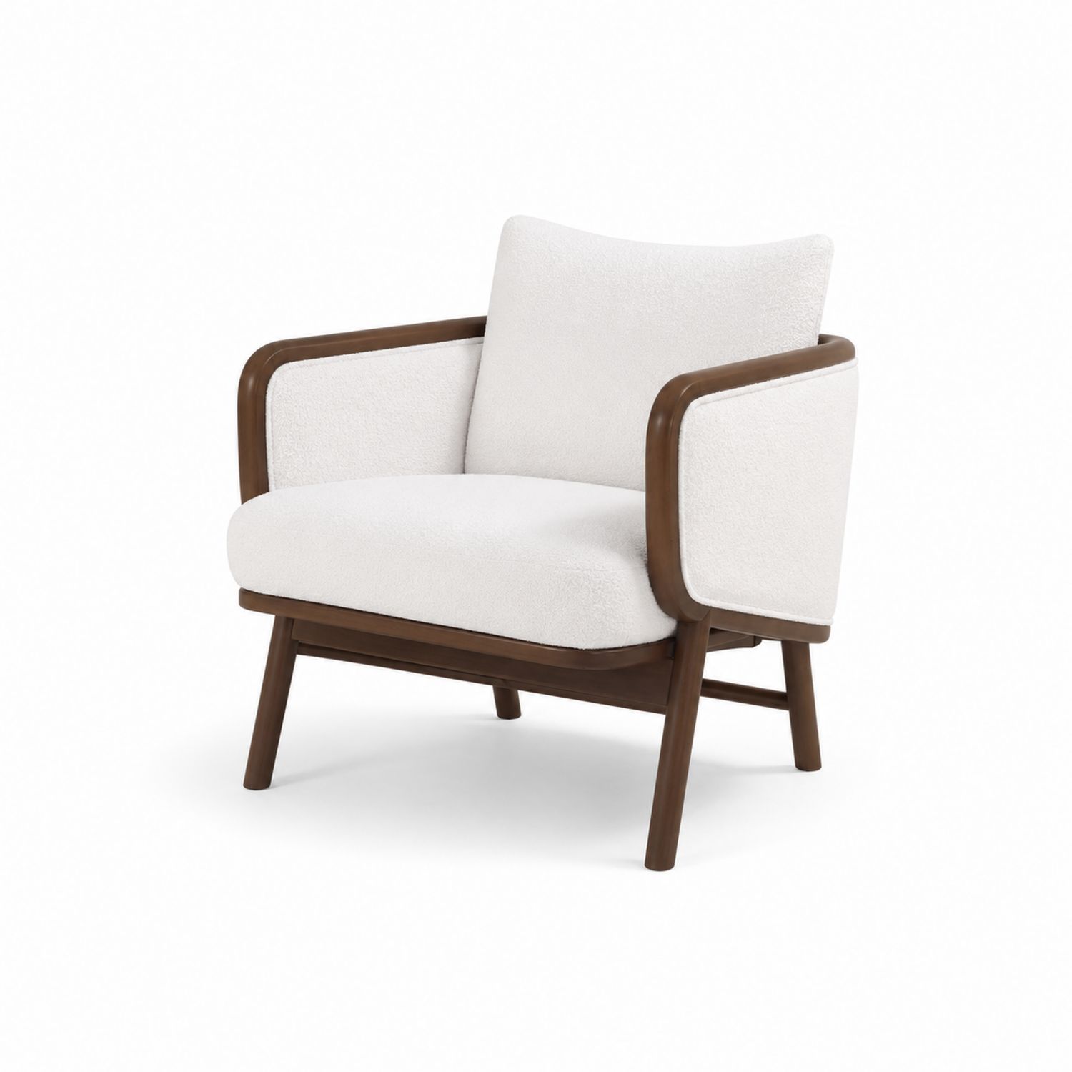 Poltrona in Bouclé con struttura in legno 85x80x75 cm Bianco