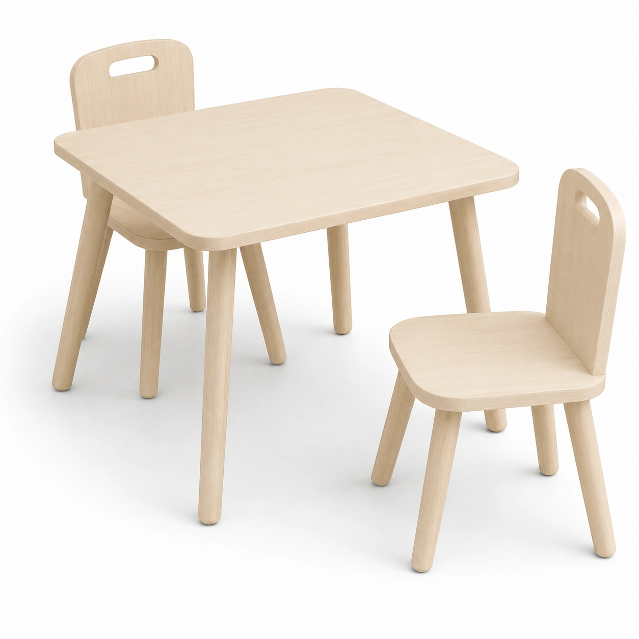 Conjunto de escritorio y silla infantil de tres piezas color madera natural-woodlyo