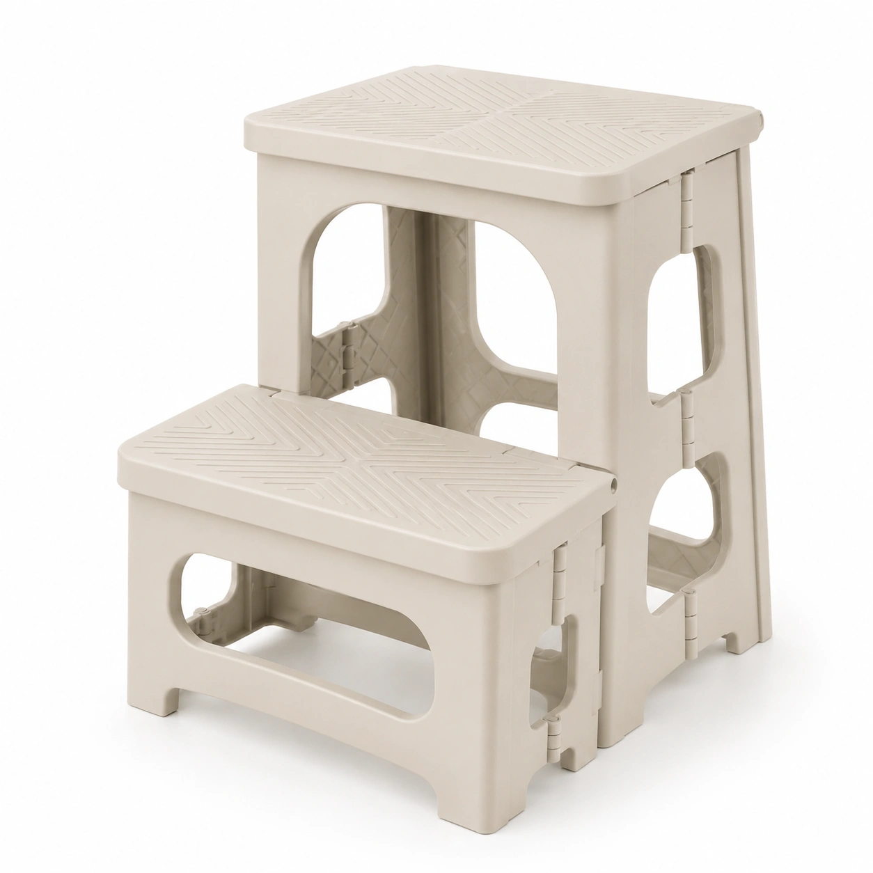 Escalera plegable de 2 niveles color marfil-woodlyo