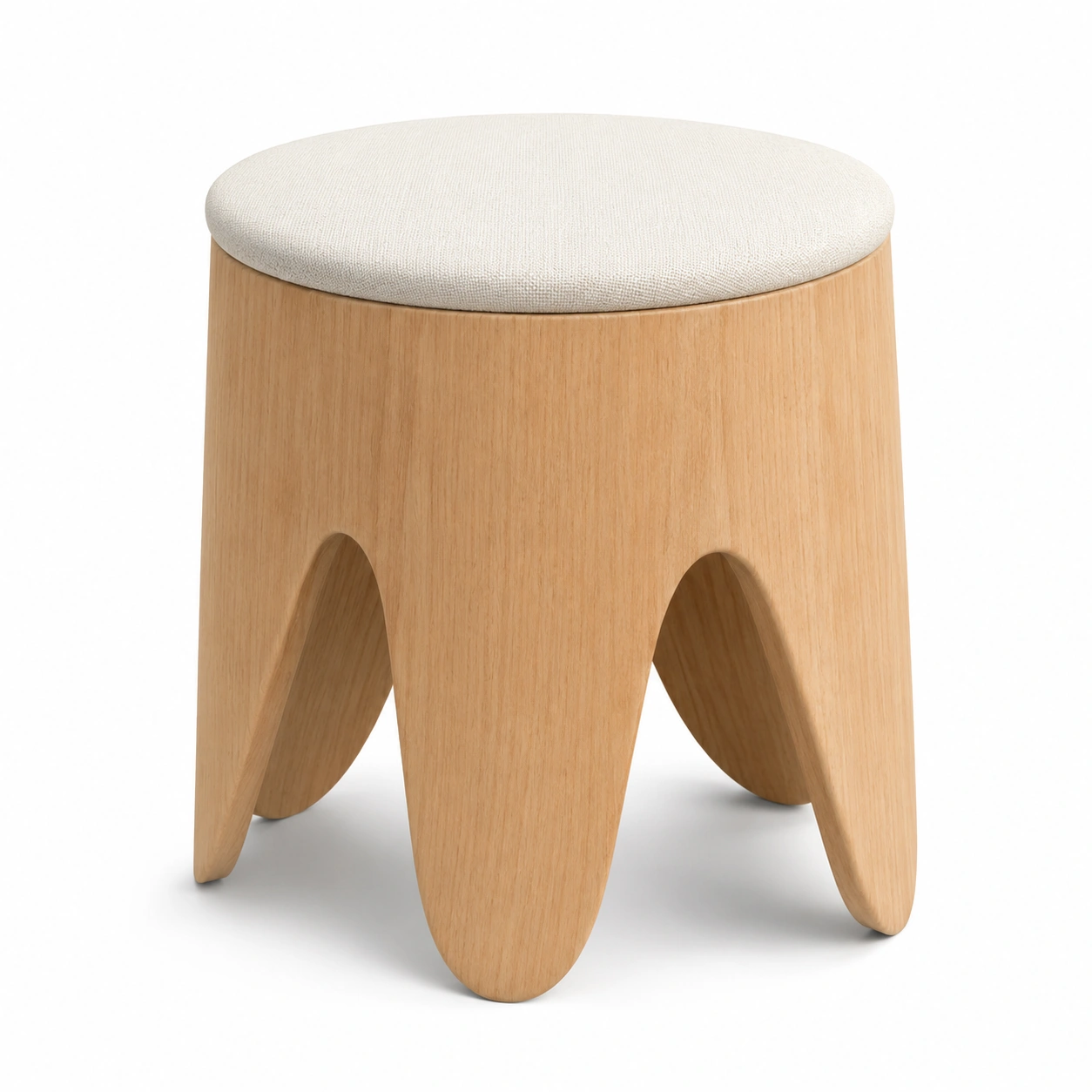 Puff redondo con cojin de madera natural-woodlyo
