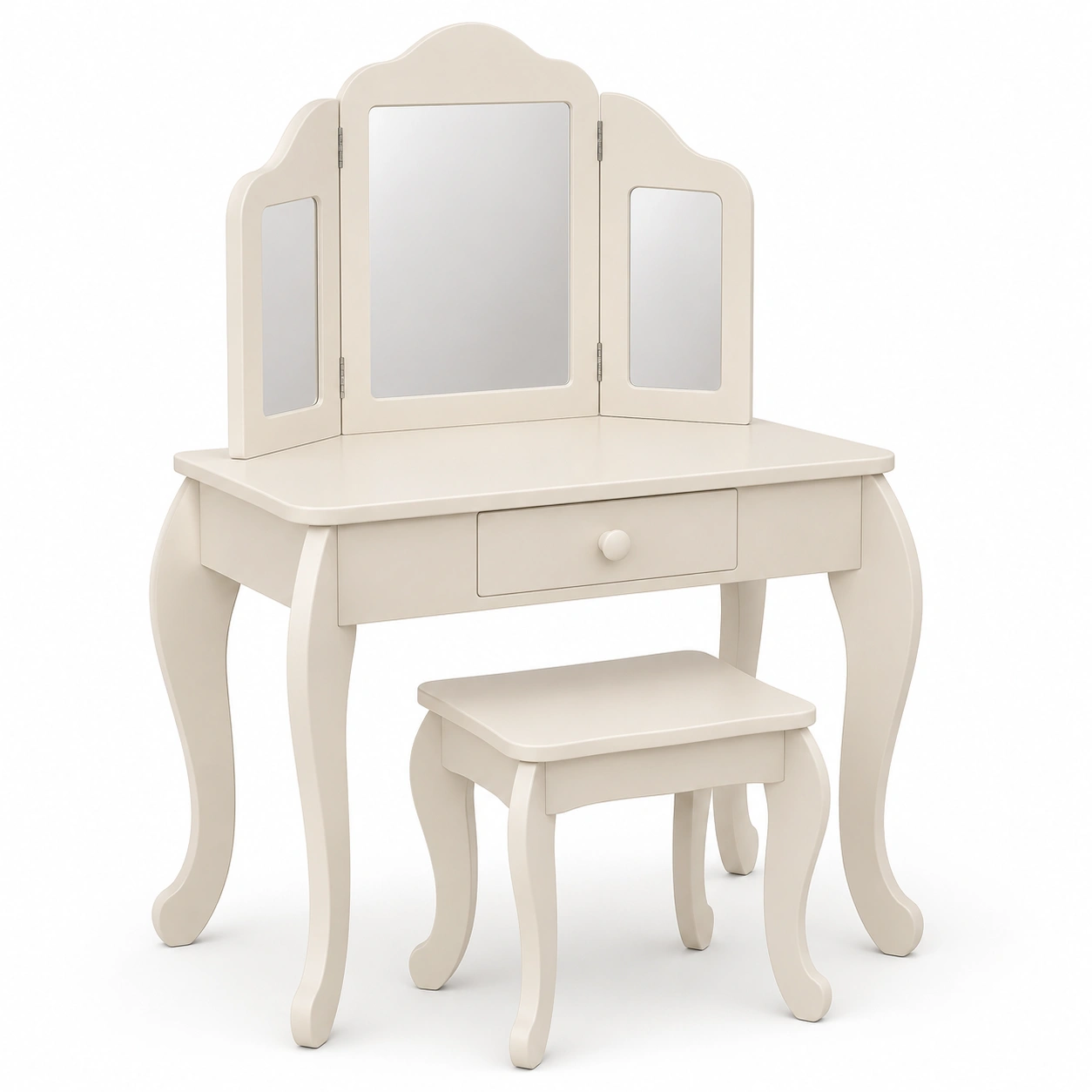 Tocador infantil color marfil con conjunto completo-woodlyo