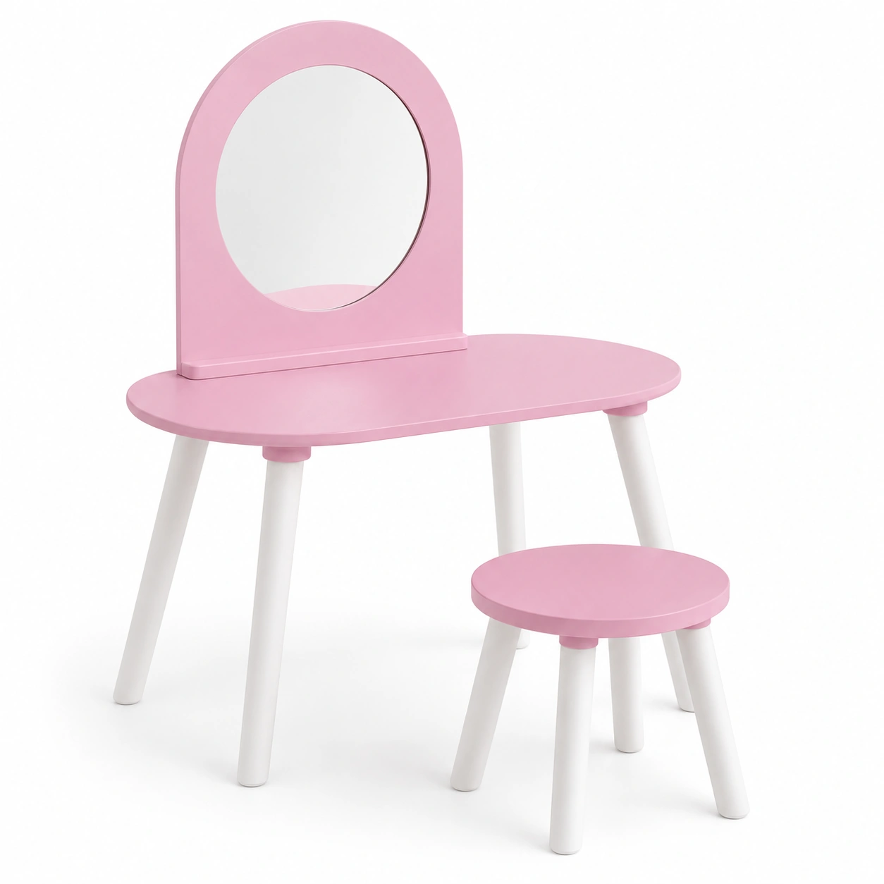 Tocador infantil color rosa con conjunto completo-woodlyo
