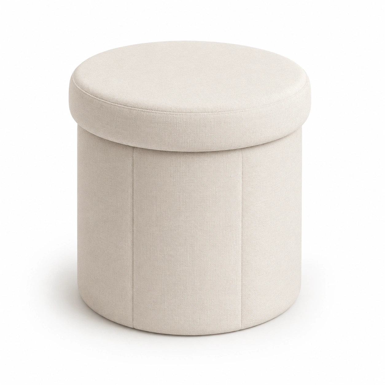 Otomana redonda con almacenamiento color crema-woodlyo