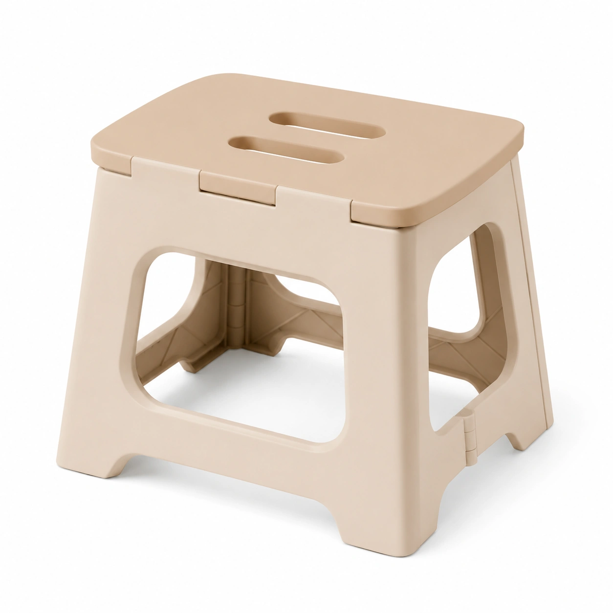 Taburete plegable de plastico color beige-woodlyo