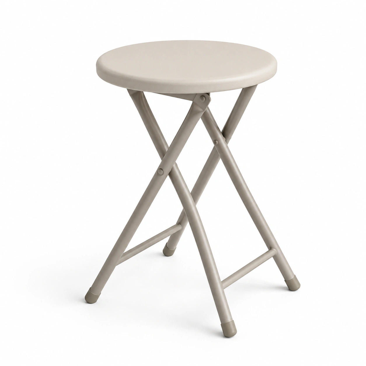 Taburete plegable redondo color gris claro-woodlyo