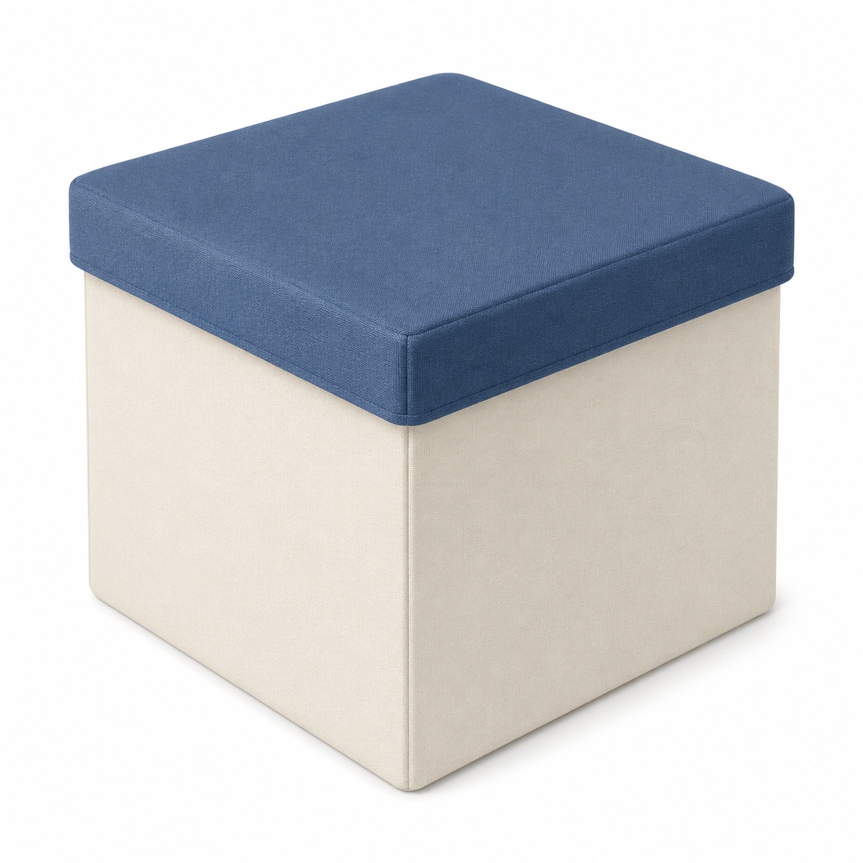 Puf con almacenaje azul y blanco-woodlyo