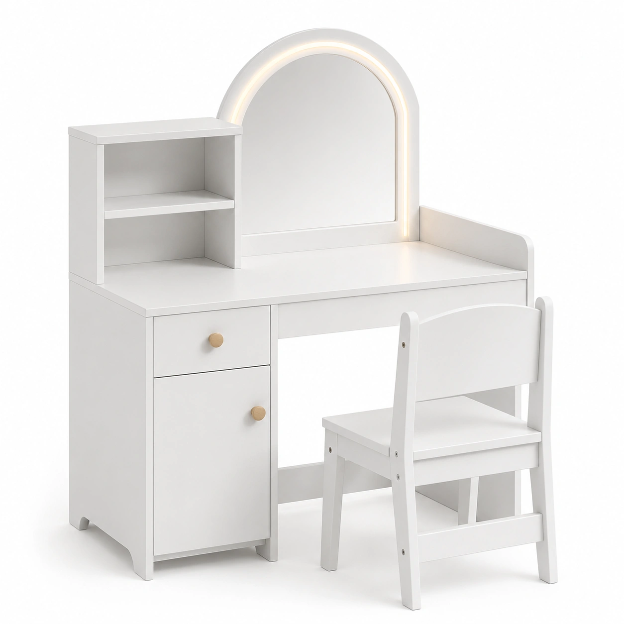 Tocador infantil blanco con silla-woodlyo