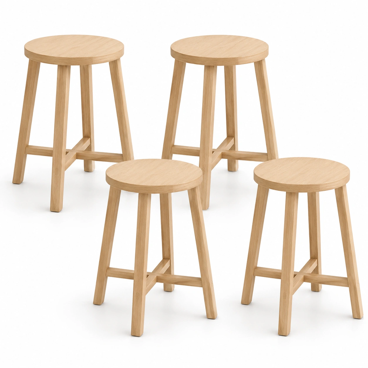 Set de 4 puffs color madera natural-woodlyo