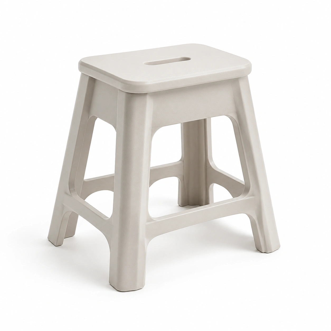 Taburete cuadrado de plastico color marfil-woodlyo