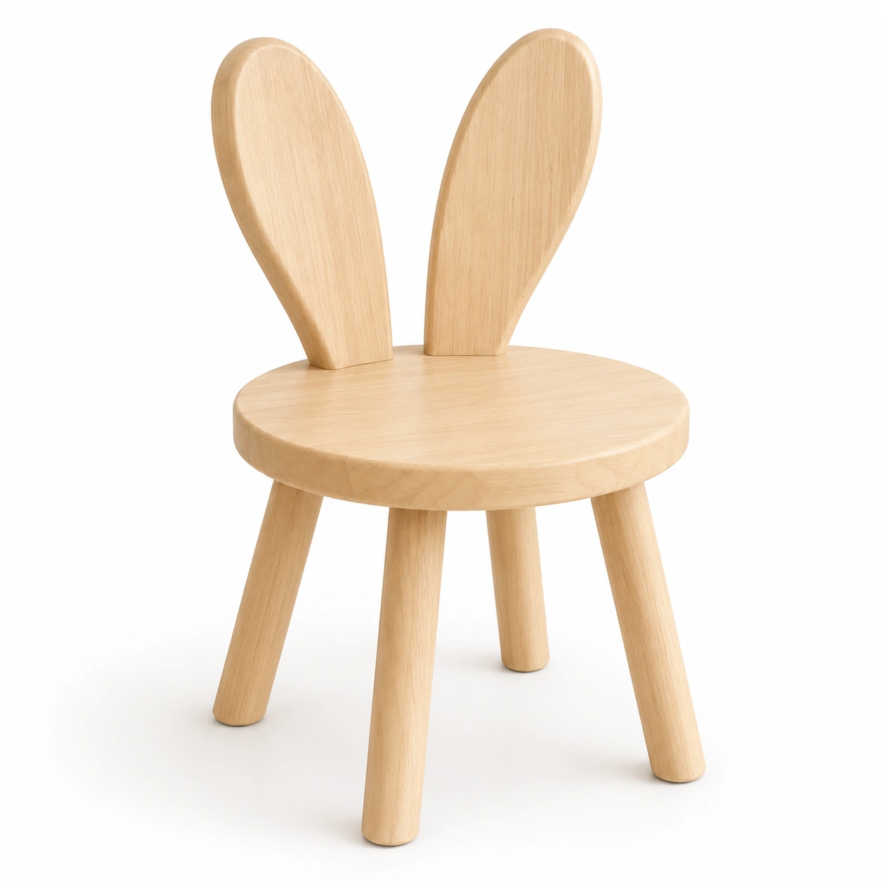 Silla infantil de madera con orejas de conejo color madera natural-woodlyo