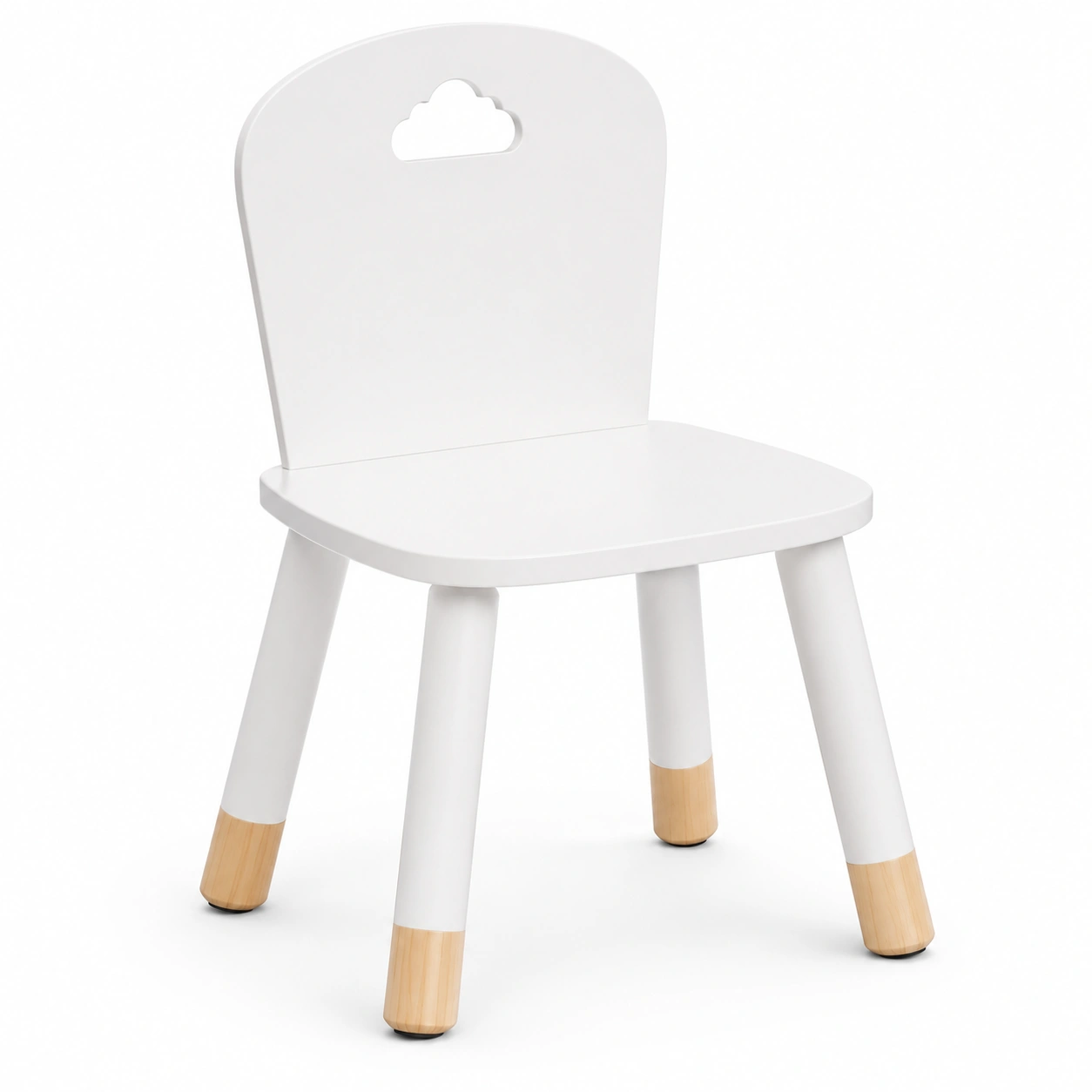 Silla infantil blanca con patas de madera-woodlyo