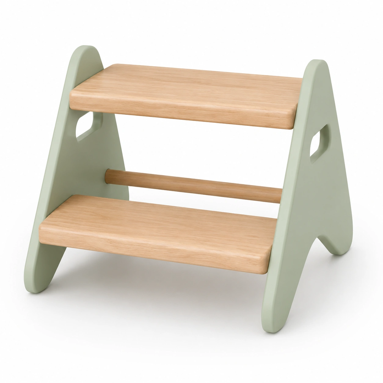 Escalon doble de madera verde-woodlyo
