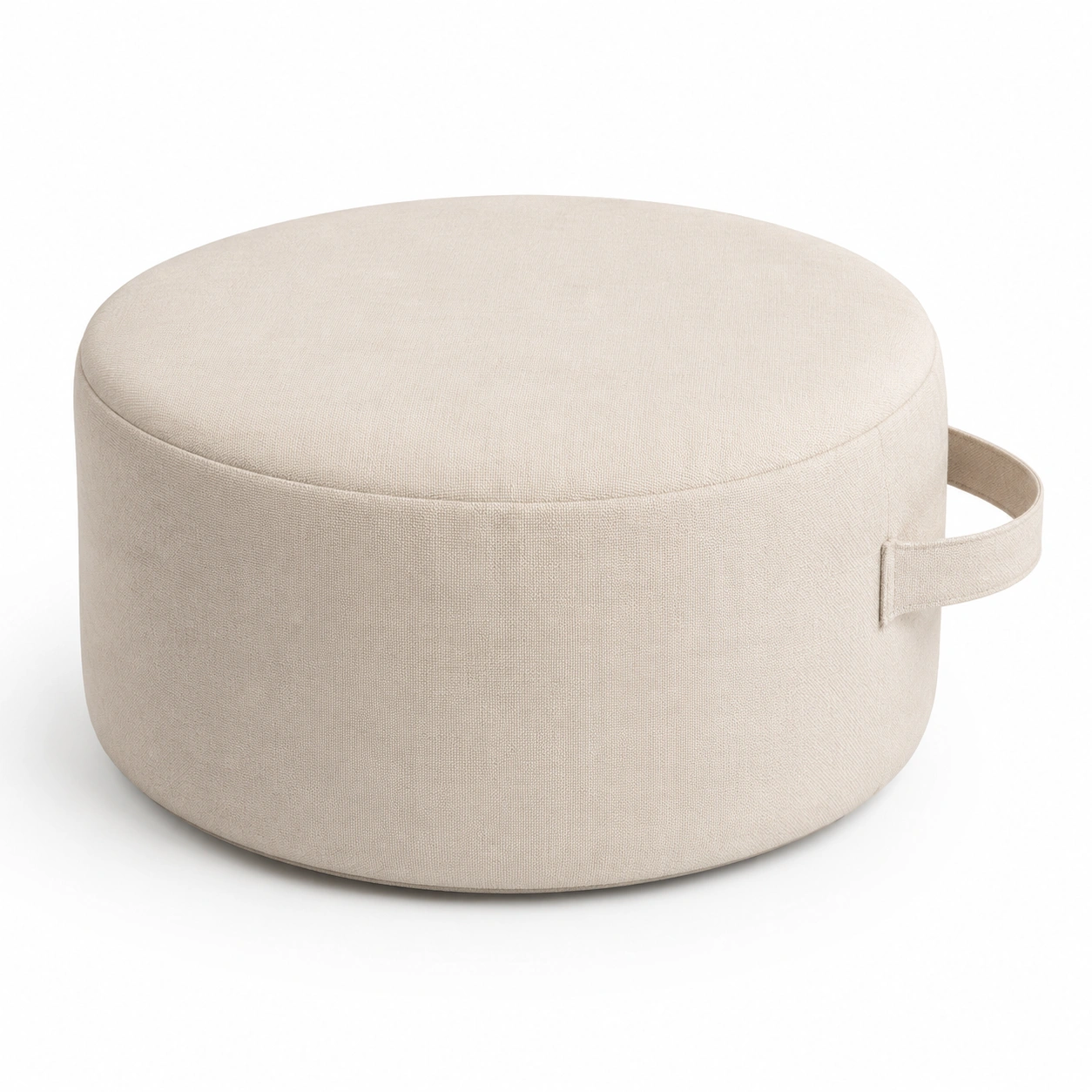 Otoman redondo tapizado con asa lateral-woodlyo