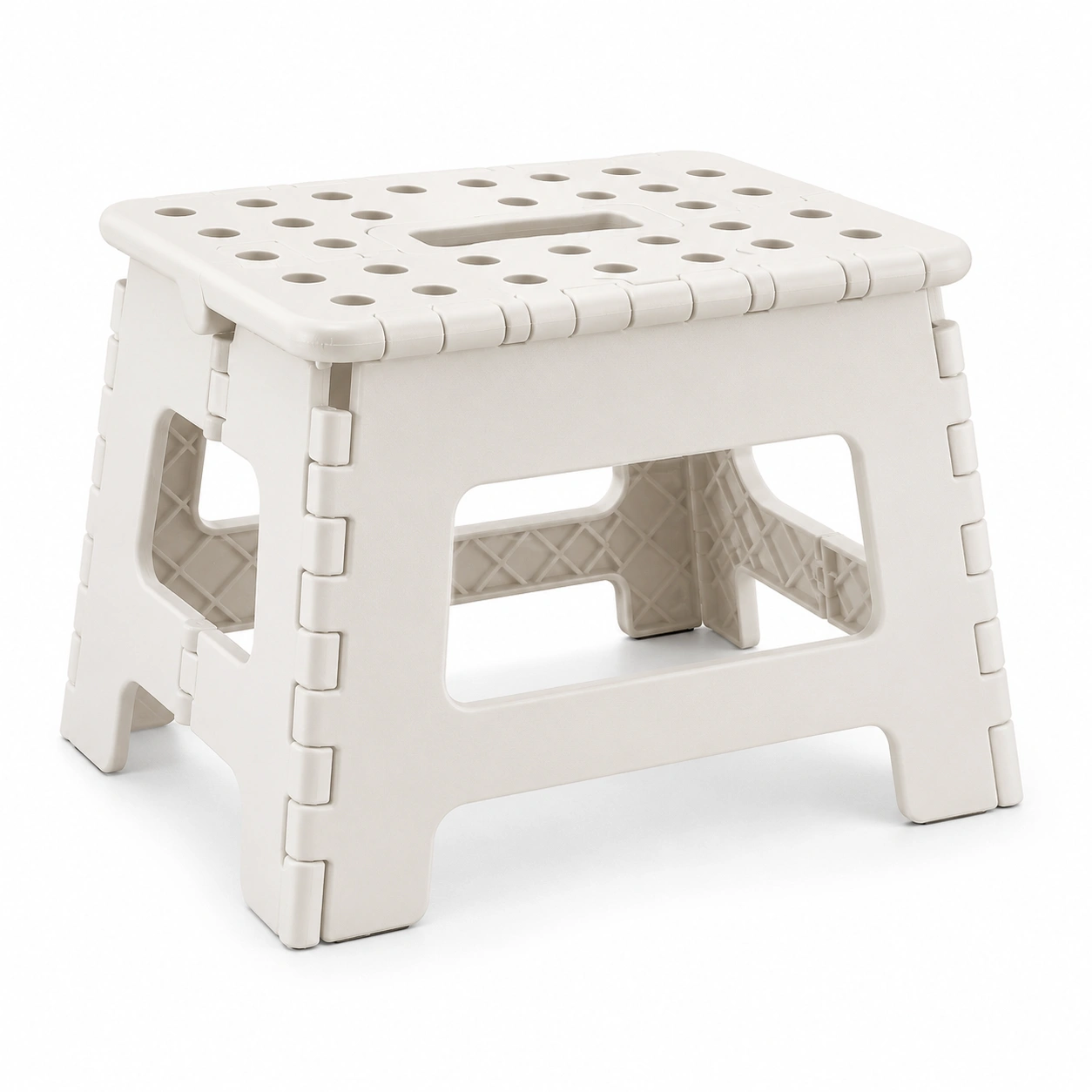 Taburete plegable de plastico blanco-woodlyo