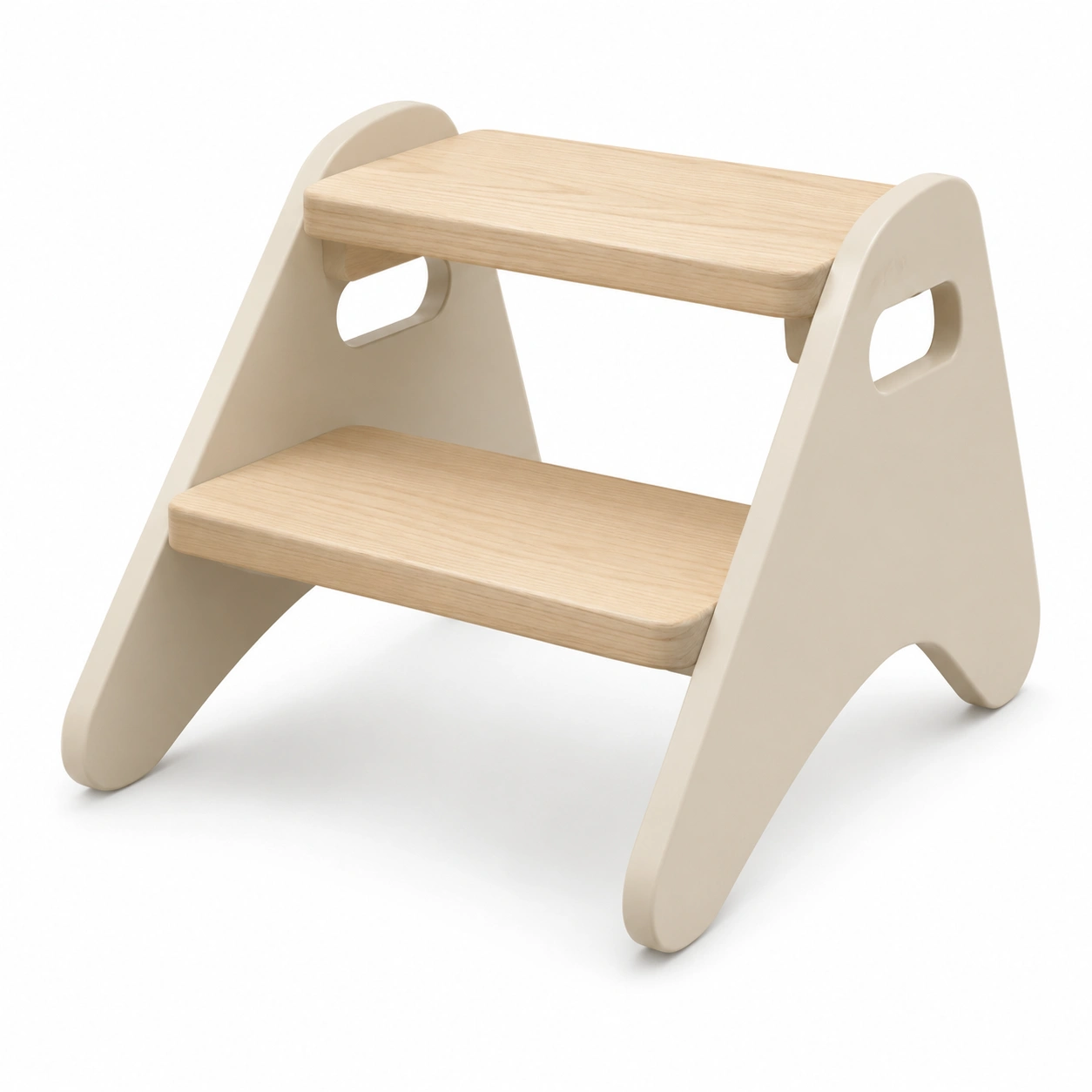 Escalon doble de madera color beige-woodlyo