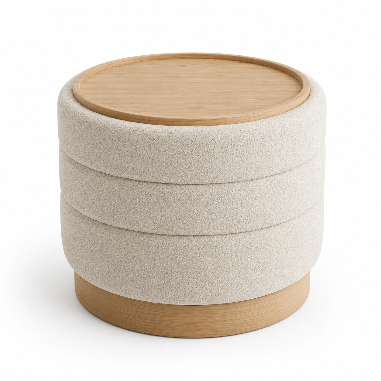 Otomana redonda con bandeja superior de madera-woodlyo