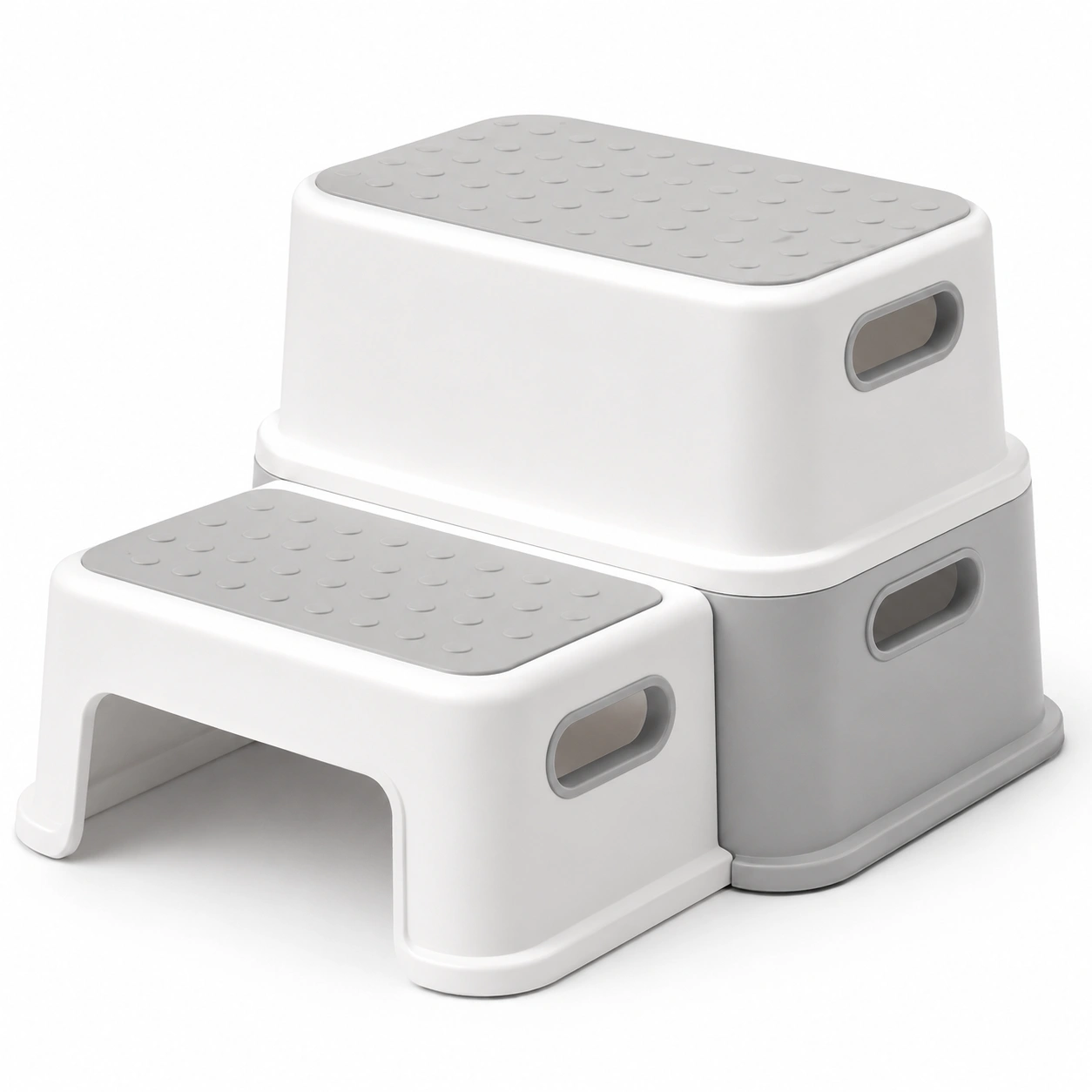 Plataforma de dos niveles de plastico blanco gris-woodlyo