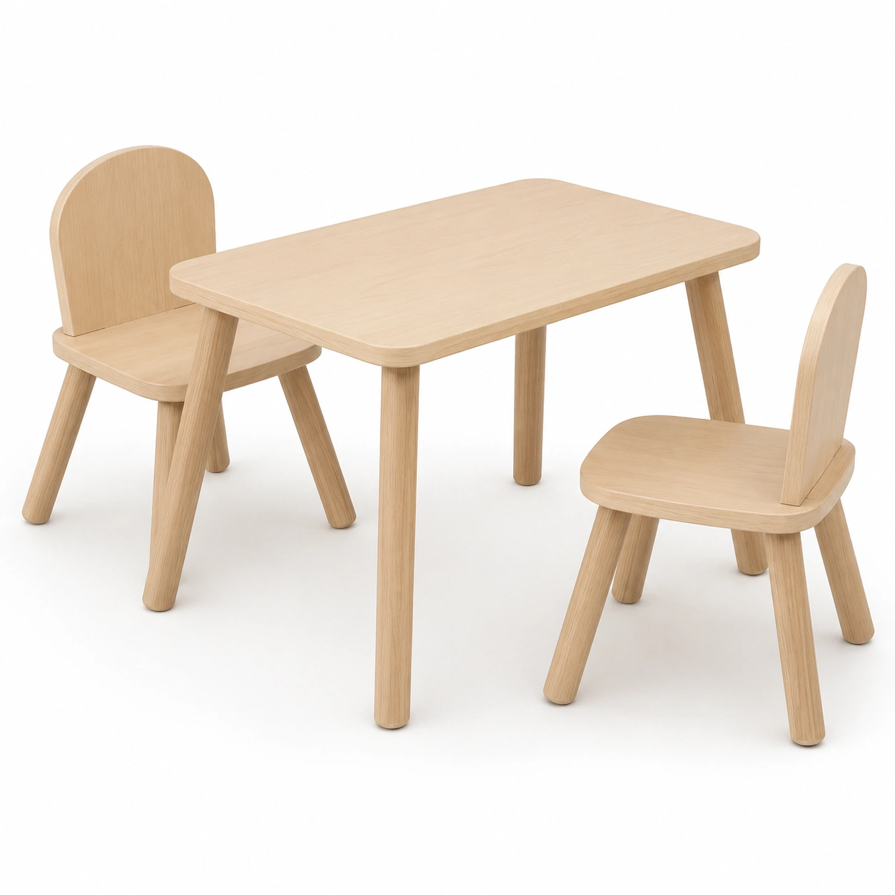 Conjunto de escritorio y silla infantil de madera natural de tres piezas-woodlyo