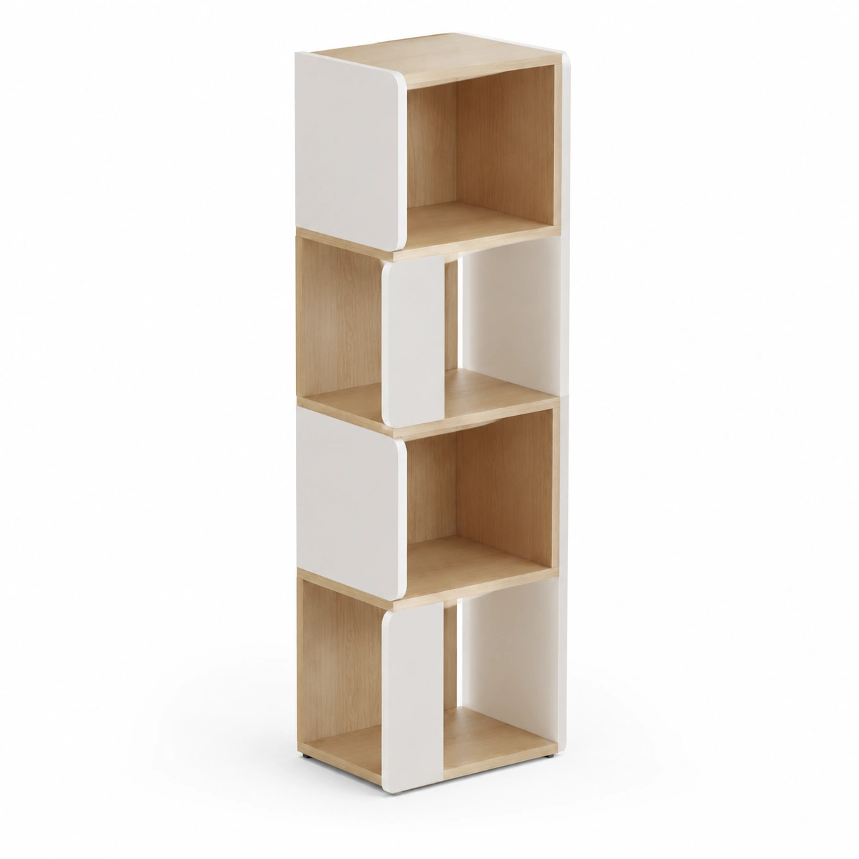 Estanteria abierta de 4 niveles en color blanco y madera-woodlyo
