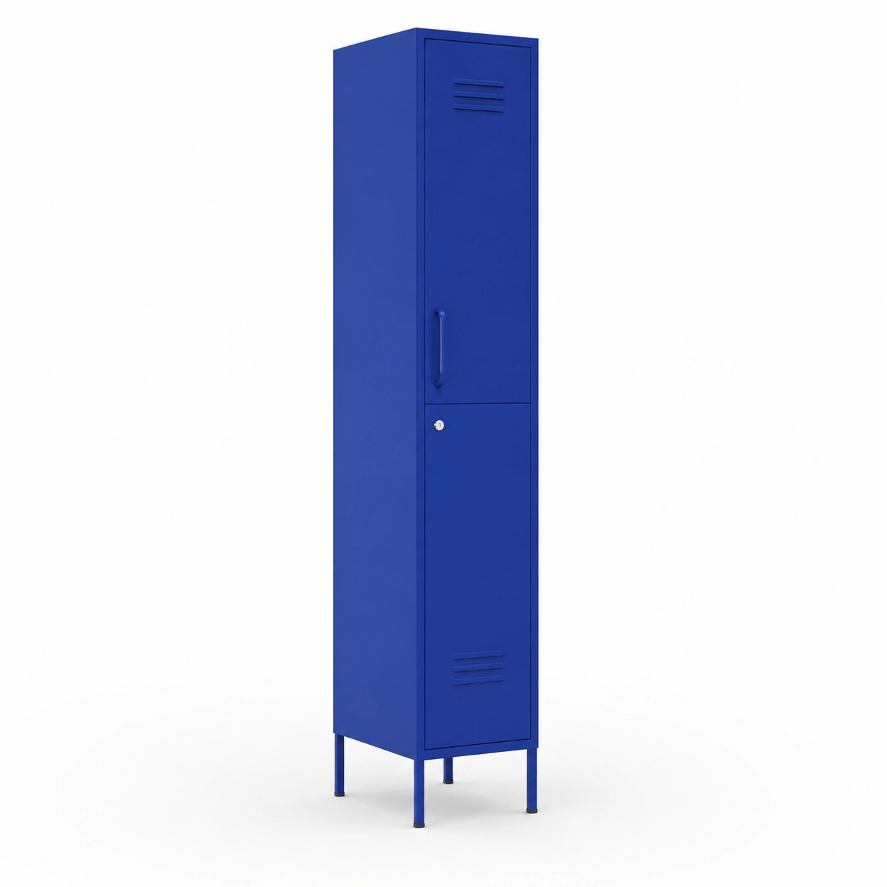 Armario metalico azul de 2 puertas estrecho-woodlyo
