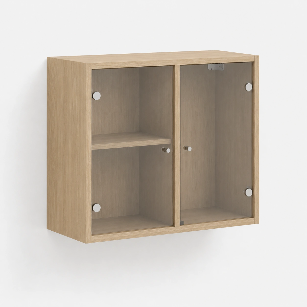 Vitrina mural compacta con puerta de vidrio doble-woodlyo