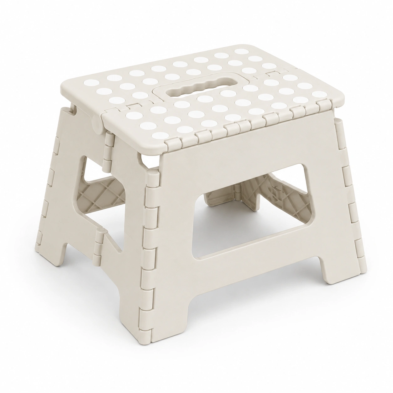 Taburete plegable de plastico color beige-woodlyo