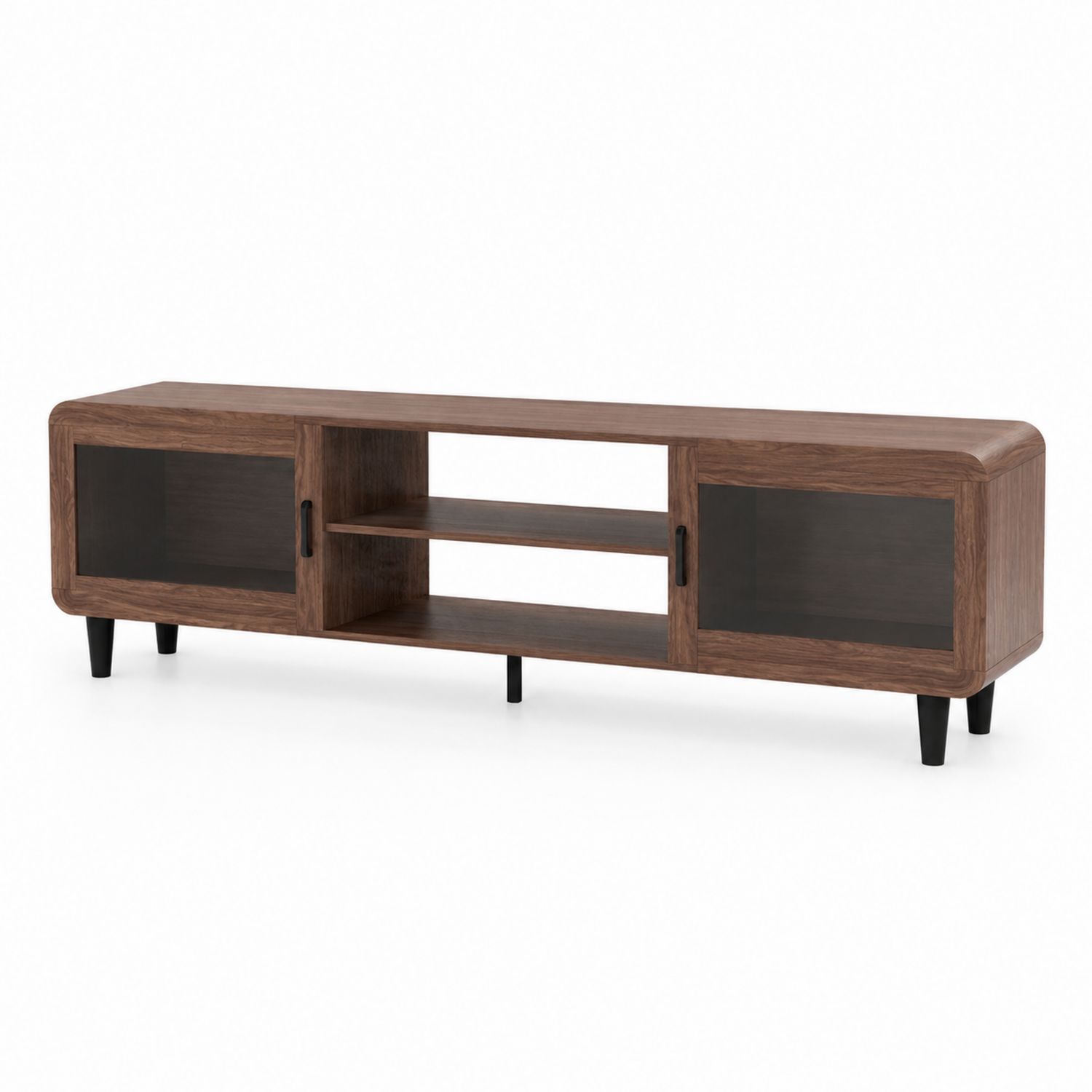 TV-Schrank aus Eichenfurnier mit gehärteten Glastüren 150 cm Braun